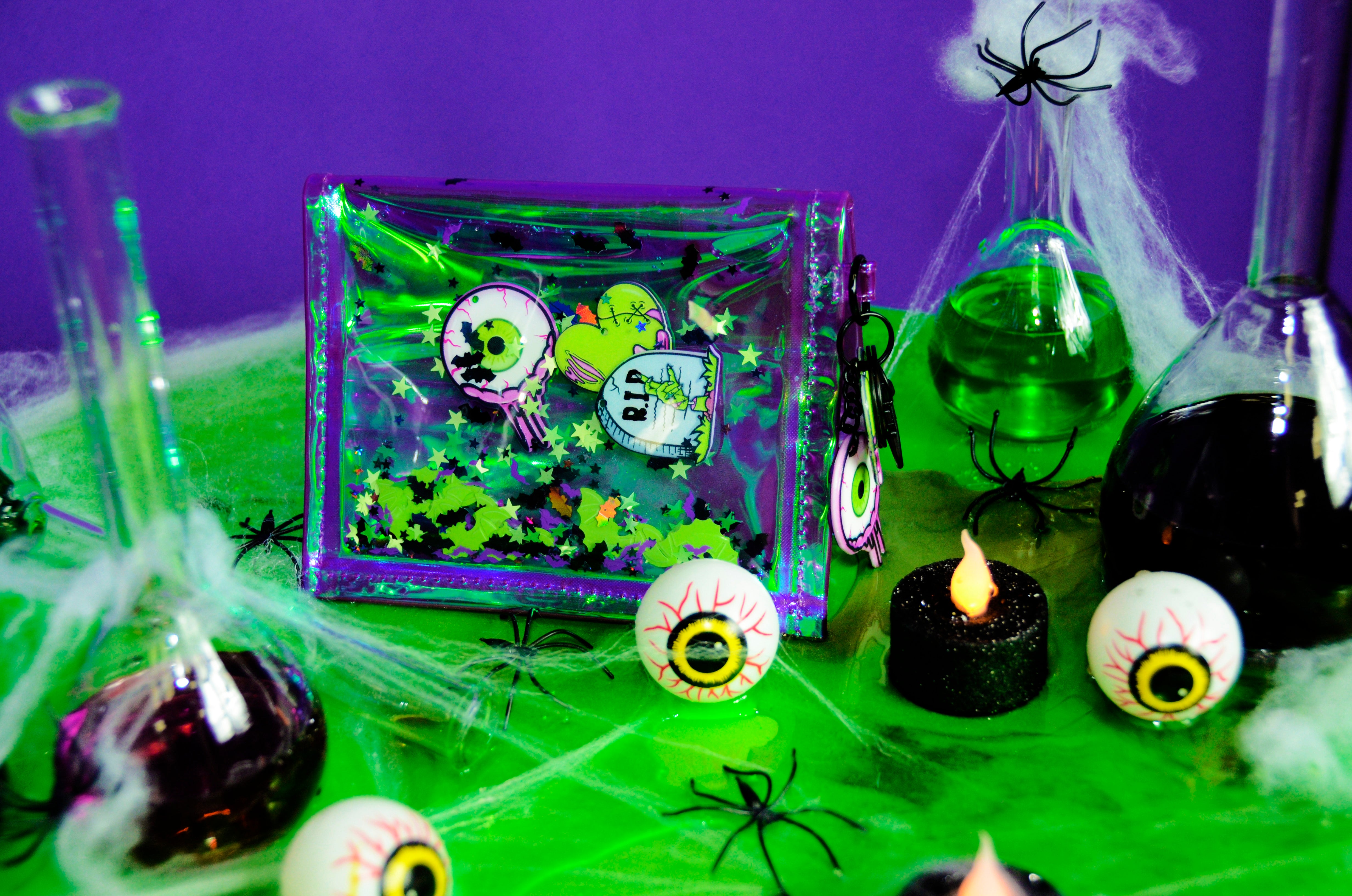 Liquid Glitter Mini Wallet - Monster Mash - Electric Bubblegum