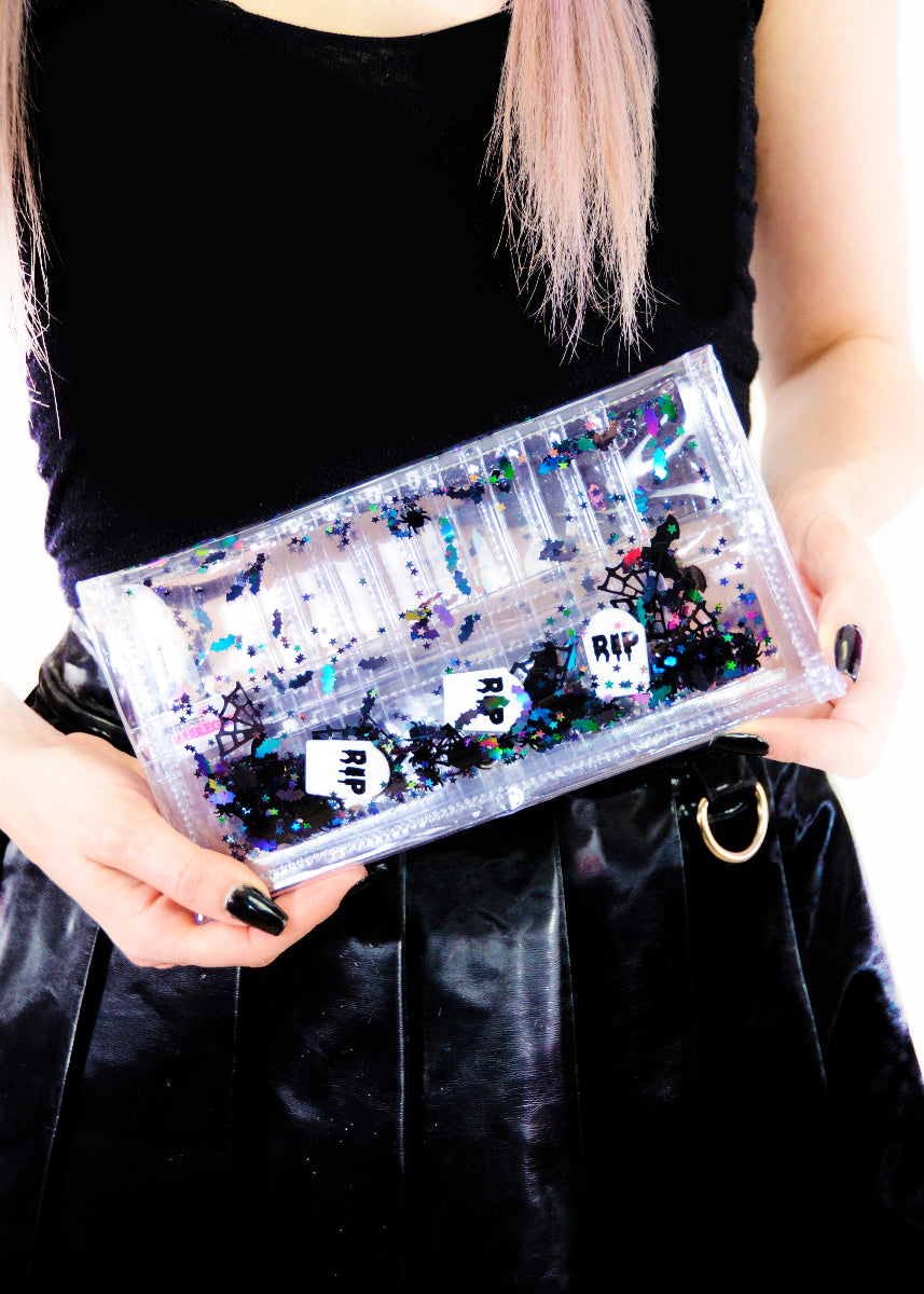 Liquid Glitter Large Wallet - Too Cute to Spook - Electric Bubblegum
