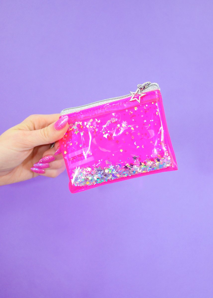 Liquid Glitter Coin Purse - Disco Doll - Electric Bubblegum