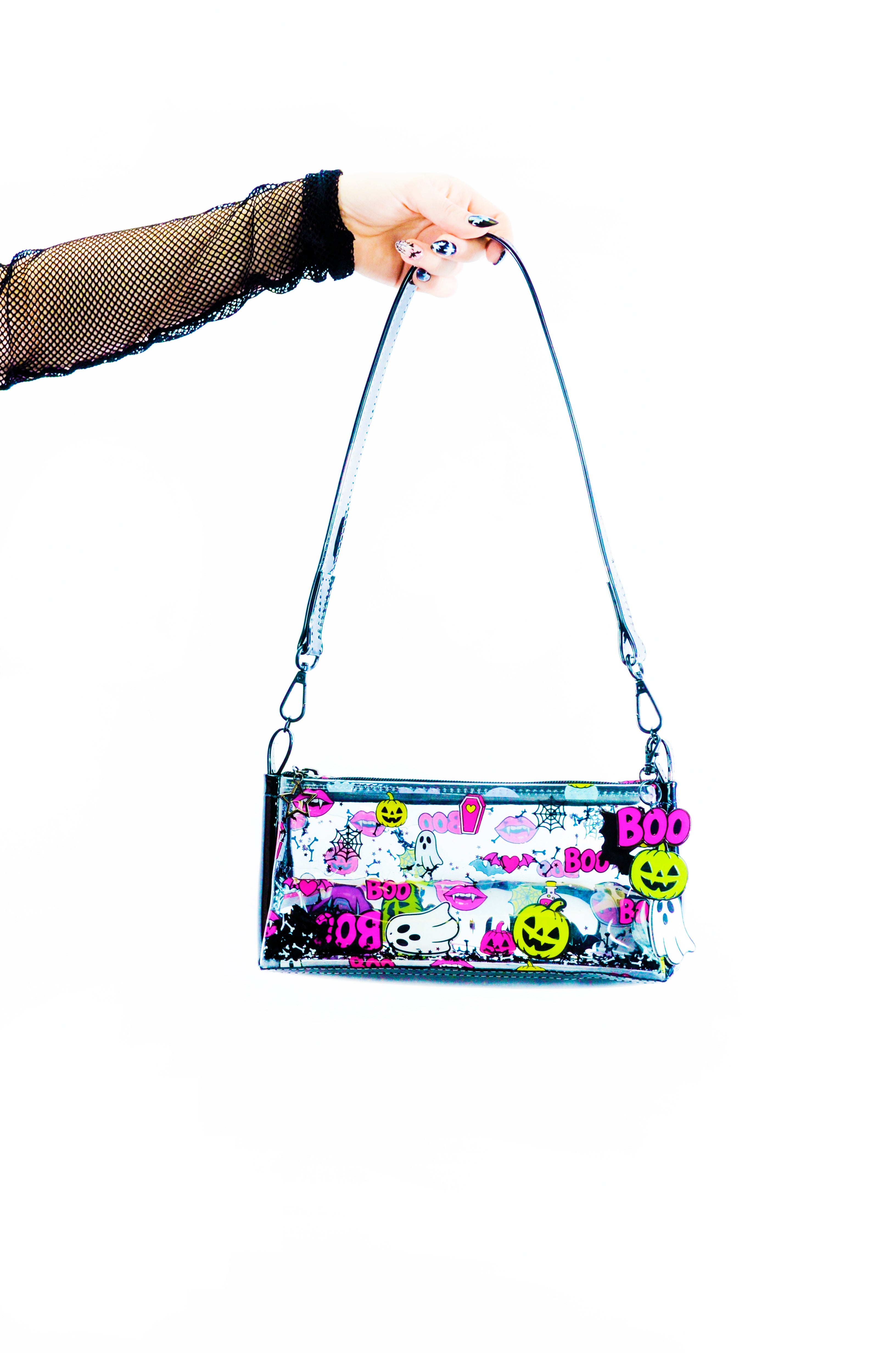 Liquid Glitter Mini Zip Purse - Neon Nightmares - Electric Bubblegum