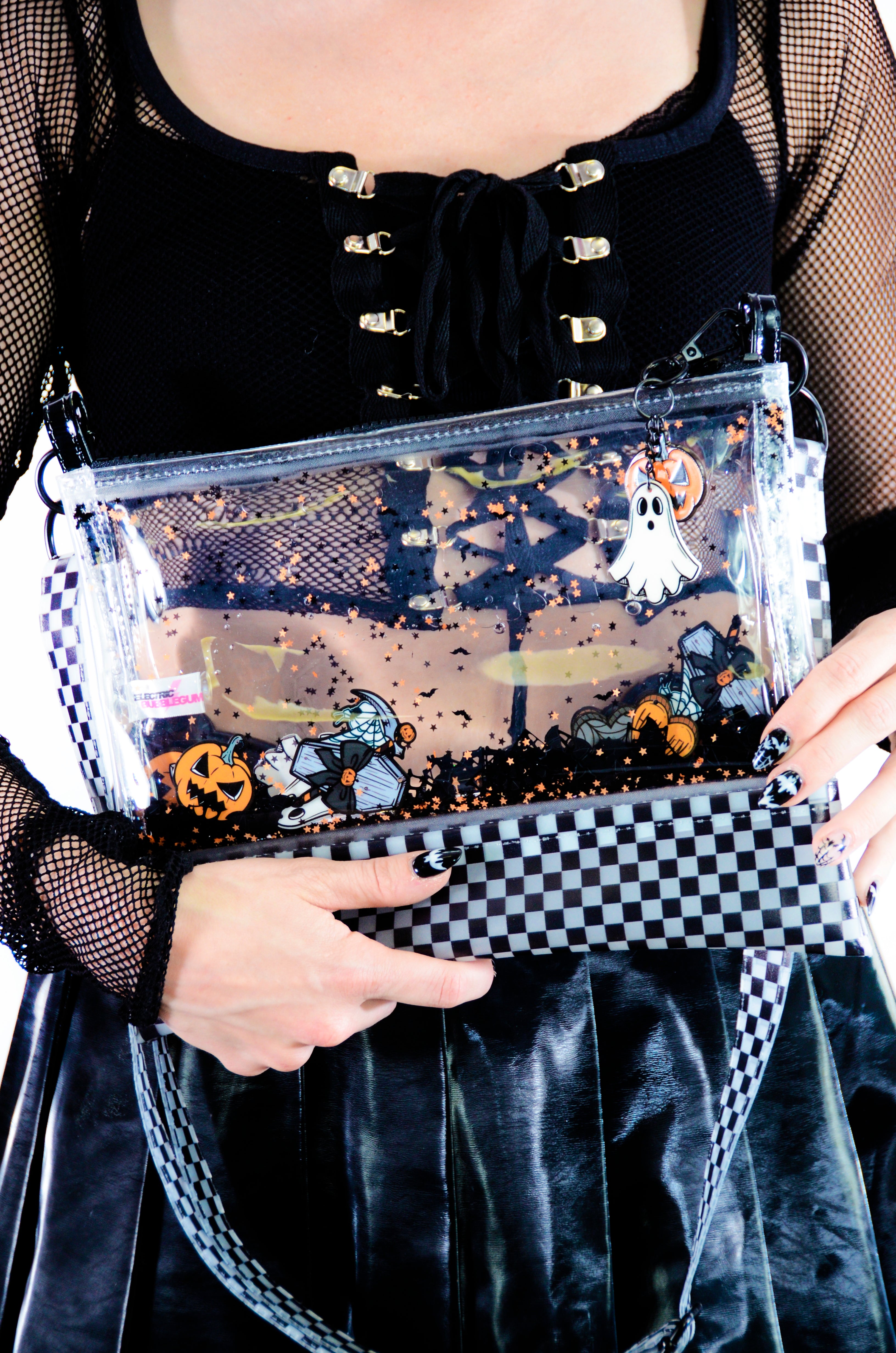 Liquid Glitter Cross Body Purse - Haunted Season - Electric Bubblegum