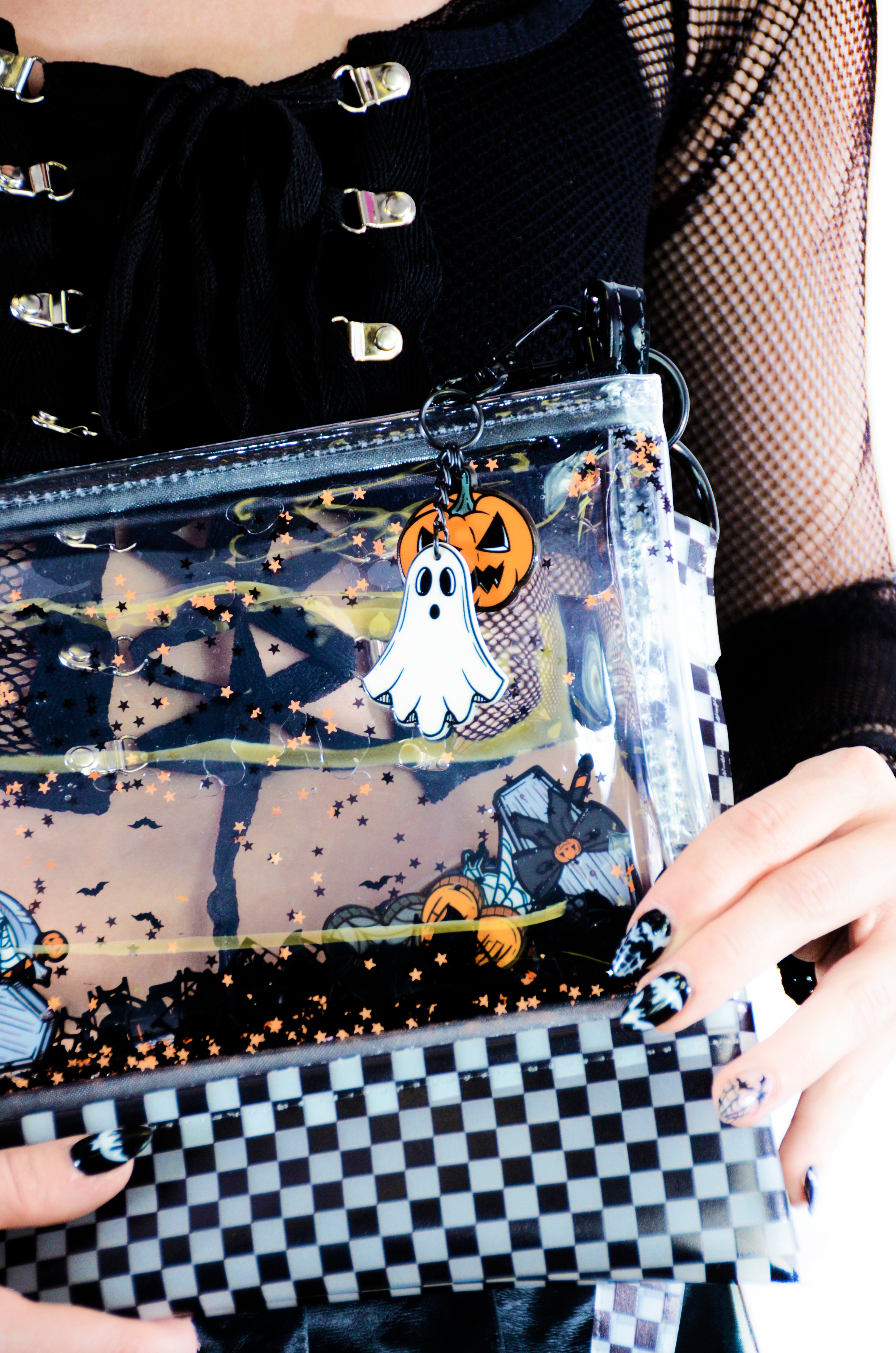 Liquid Glitter Cross Body Purse - Haunted Season - Electric Bubblegum