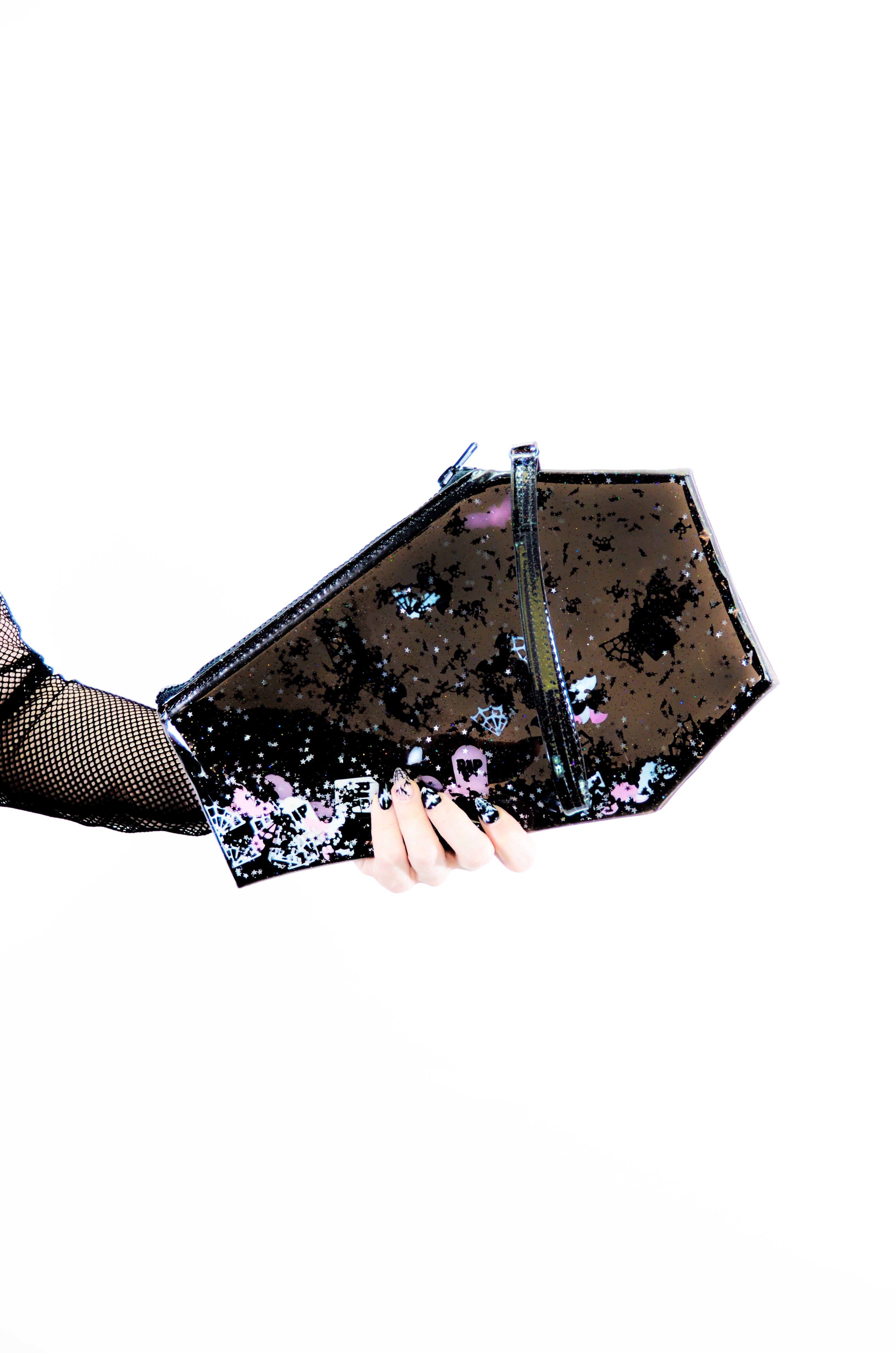 Liquid Glitter Coffin Clutch - Cemetery Sweetheart - Electric Bubblegum