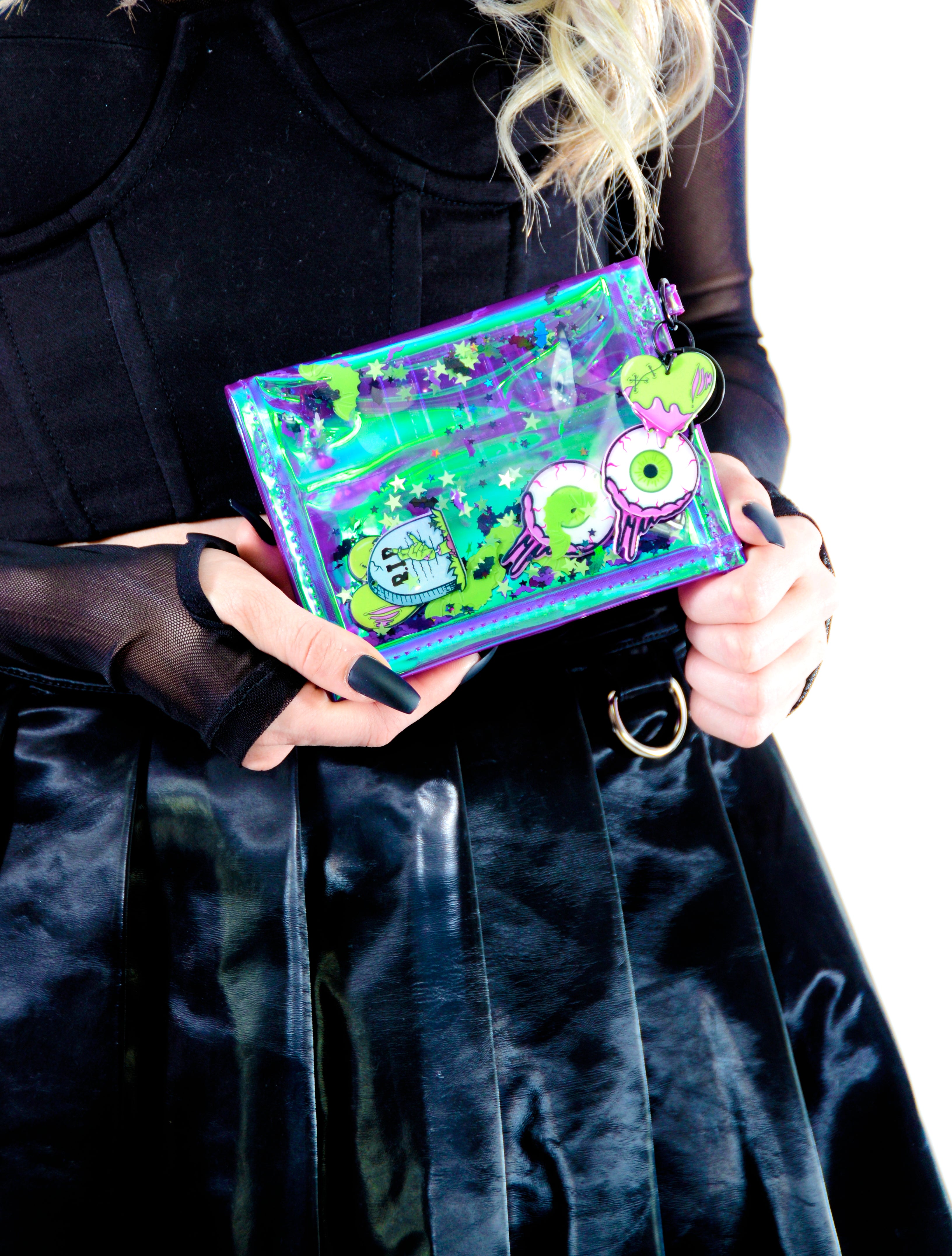 Liquid Glitter Mini Wallet - Monster Mash - Electric Bubblegum