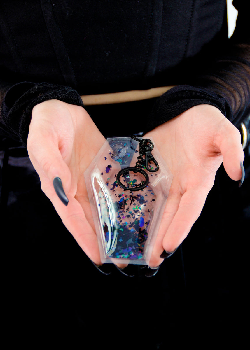 Liquid Glitter Coffin Keychain - Haunting Hour - Electric Bubblegum