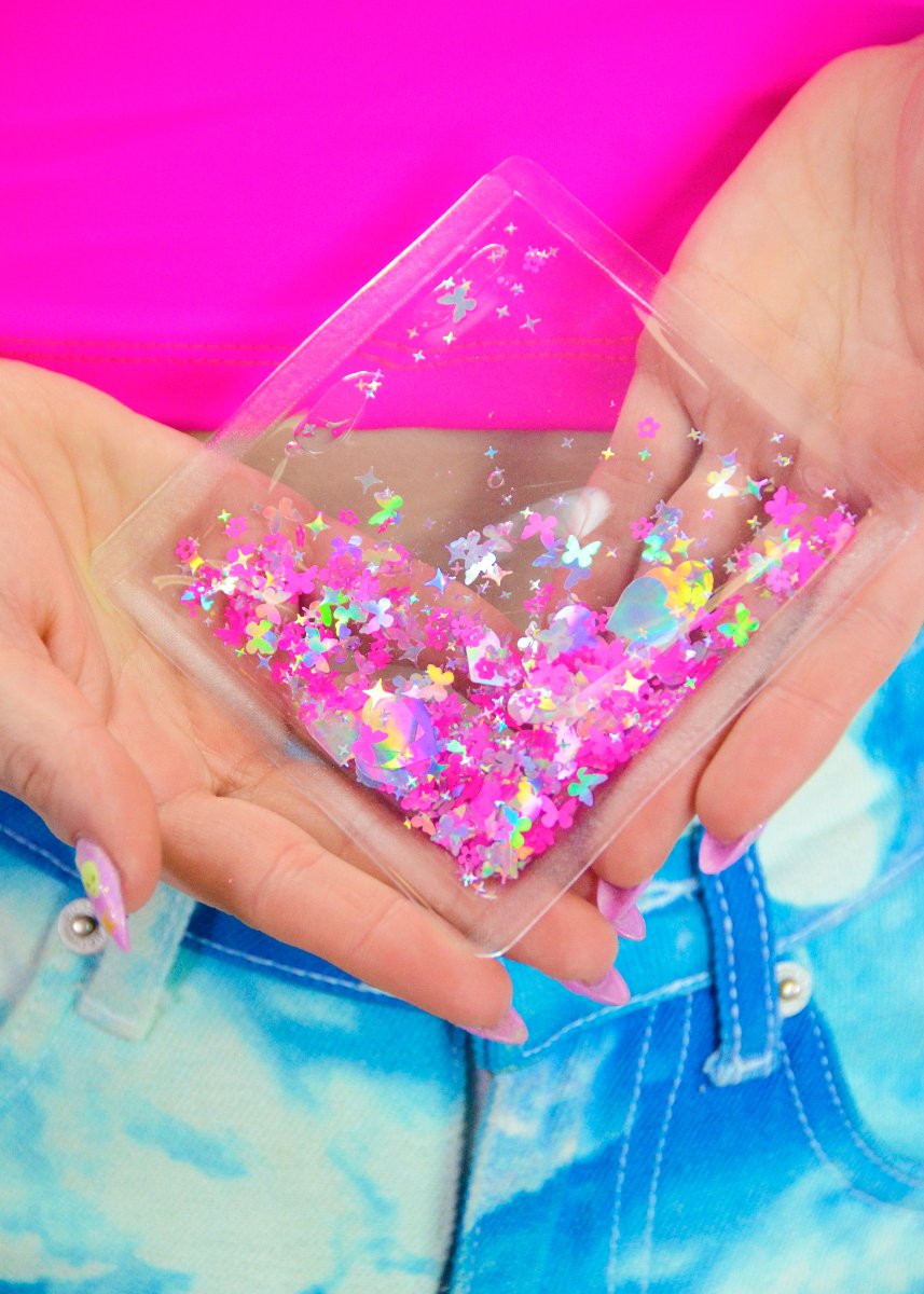 Liquid Glitter Sparkle Square - Club Butterfly - Electric Bubblegum