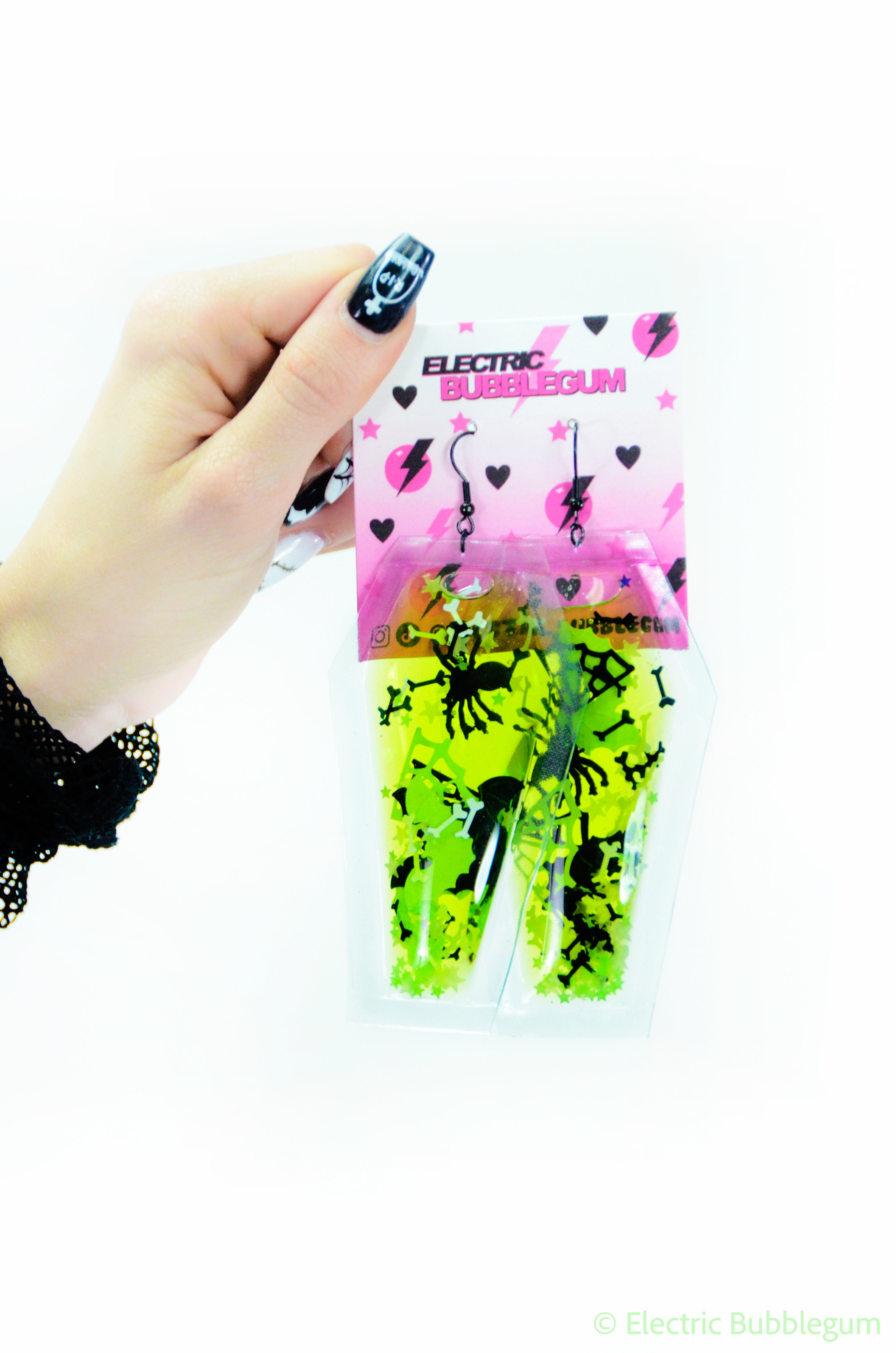 Glitter Goo Coffin Earrings - Night of Terror - Electric Bubblegum