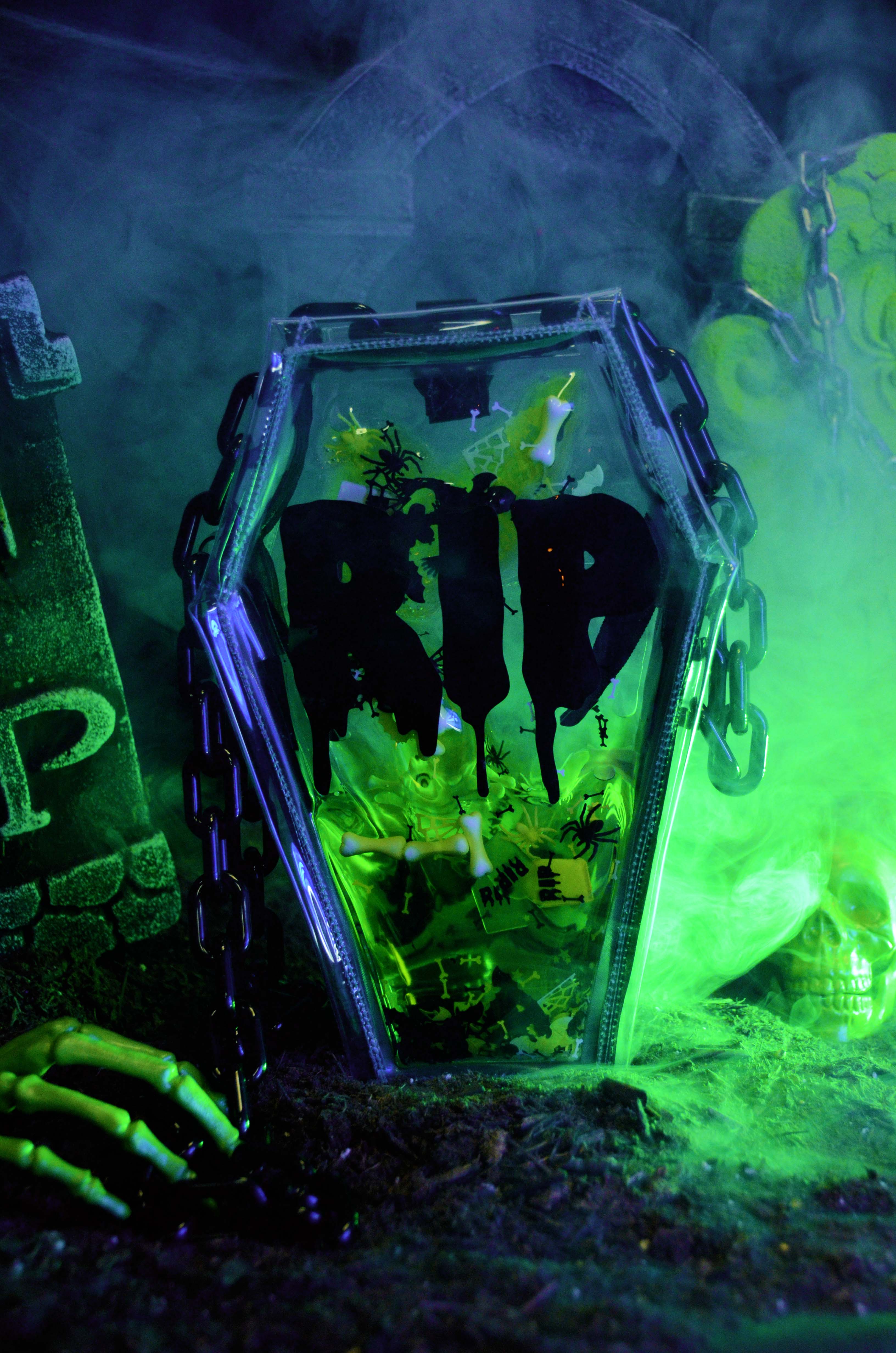 Liquid Glitter Coffin 2 in 1 Backpack/ Crossbody Bag - Night of Terror - Electric Bubblegum