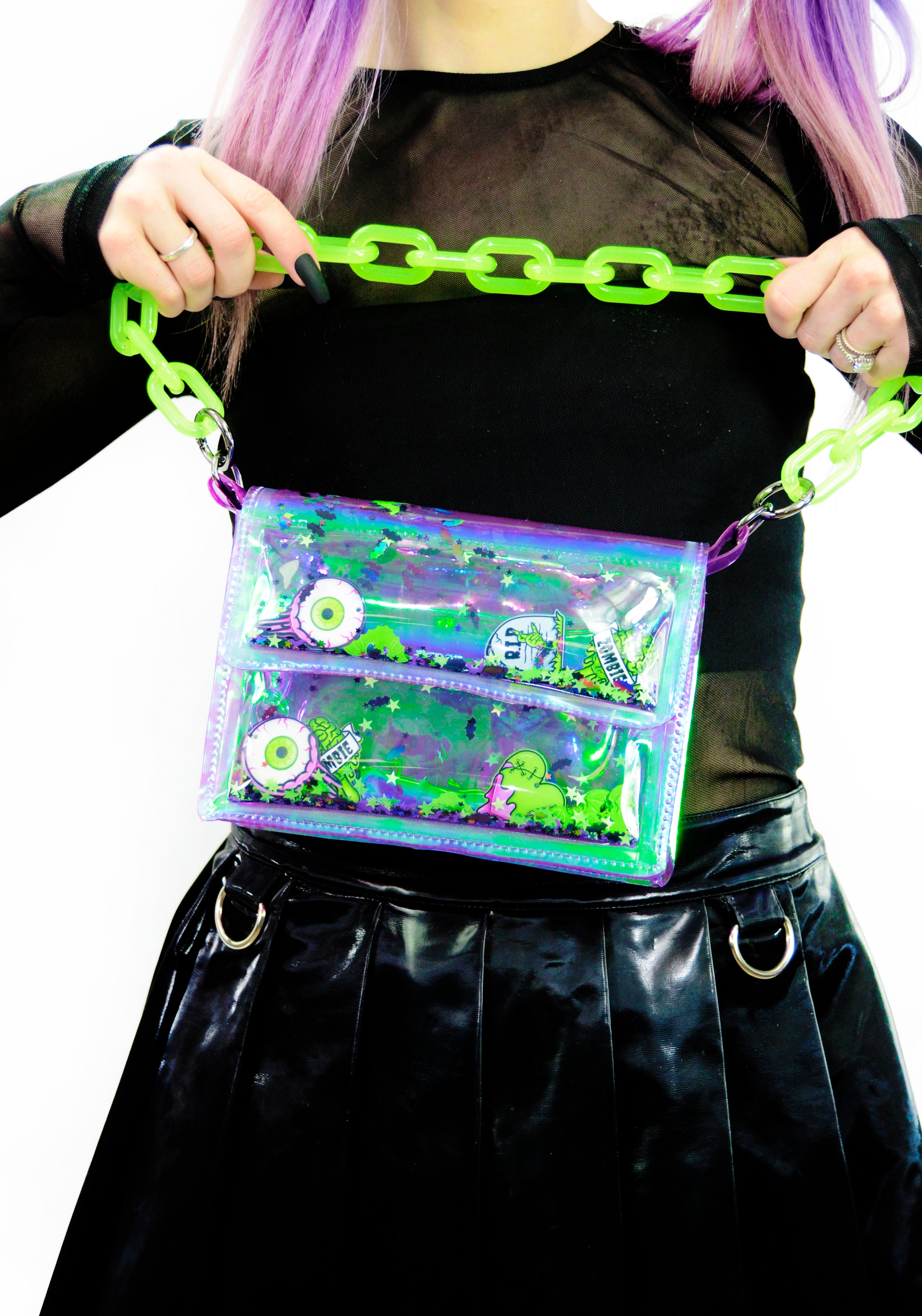 Liquid Glitter Mini Purse - Monster Mash - Electric Bubblegum