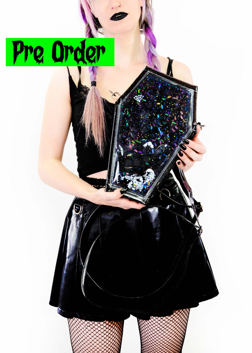 Liquid Glitter Coffin 2 in 1 Backpack/ Crossbody Bag - Living Dead Girl