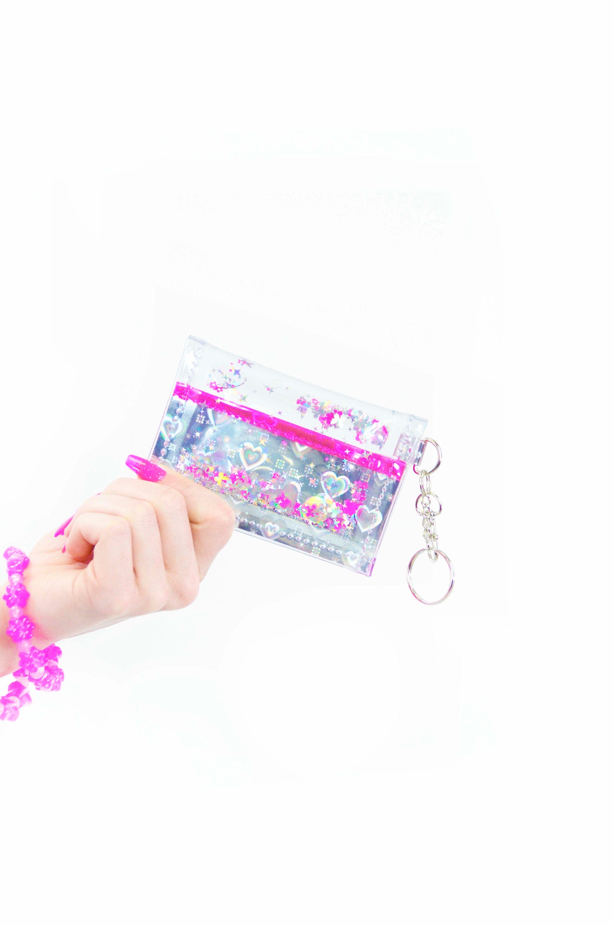 Liquid Glitter Tiny Wallet - Club Butterfly - Electric Bubblegum