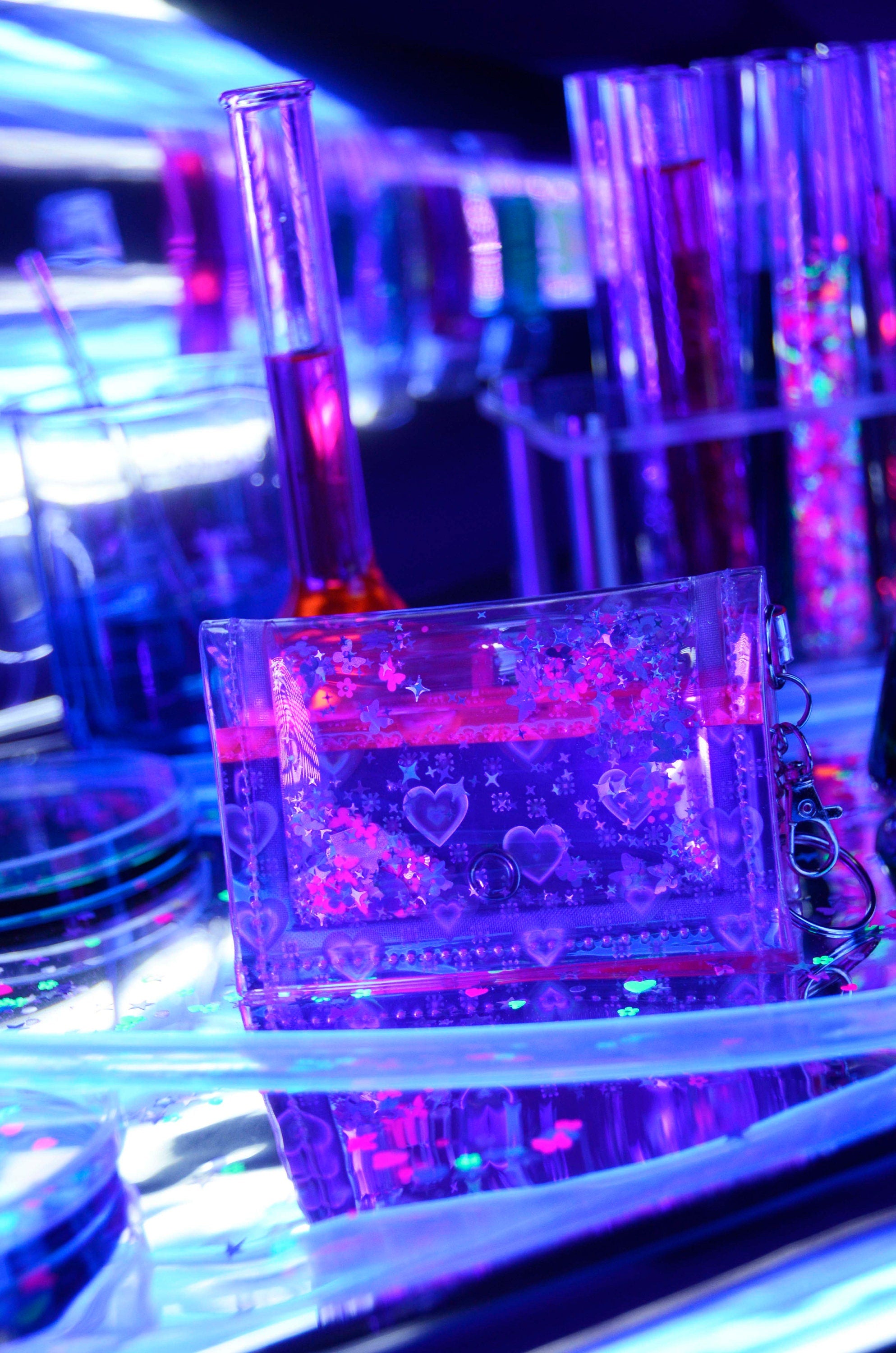 Liquid Glitter Tiny Wallet - Club Butterfly - Electric Bubblegum