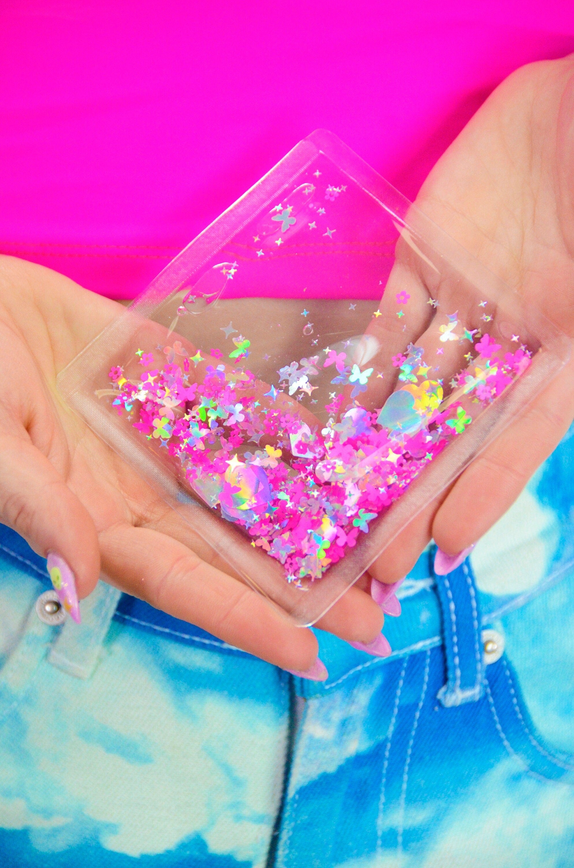 Liquid Glitter Sparkle Square - Club Butterfly - Electric Bubblegum