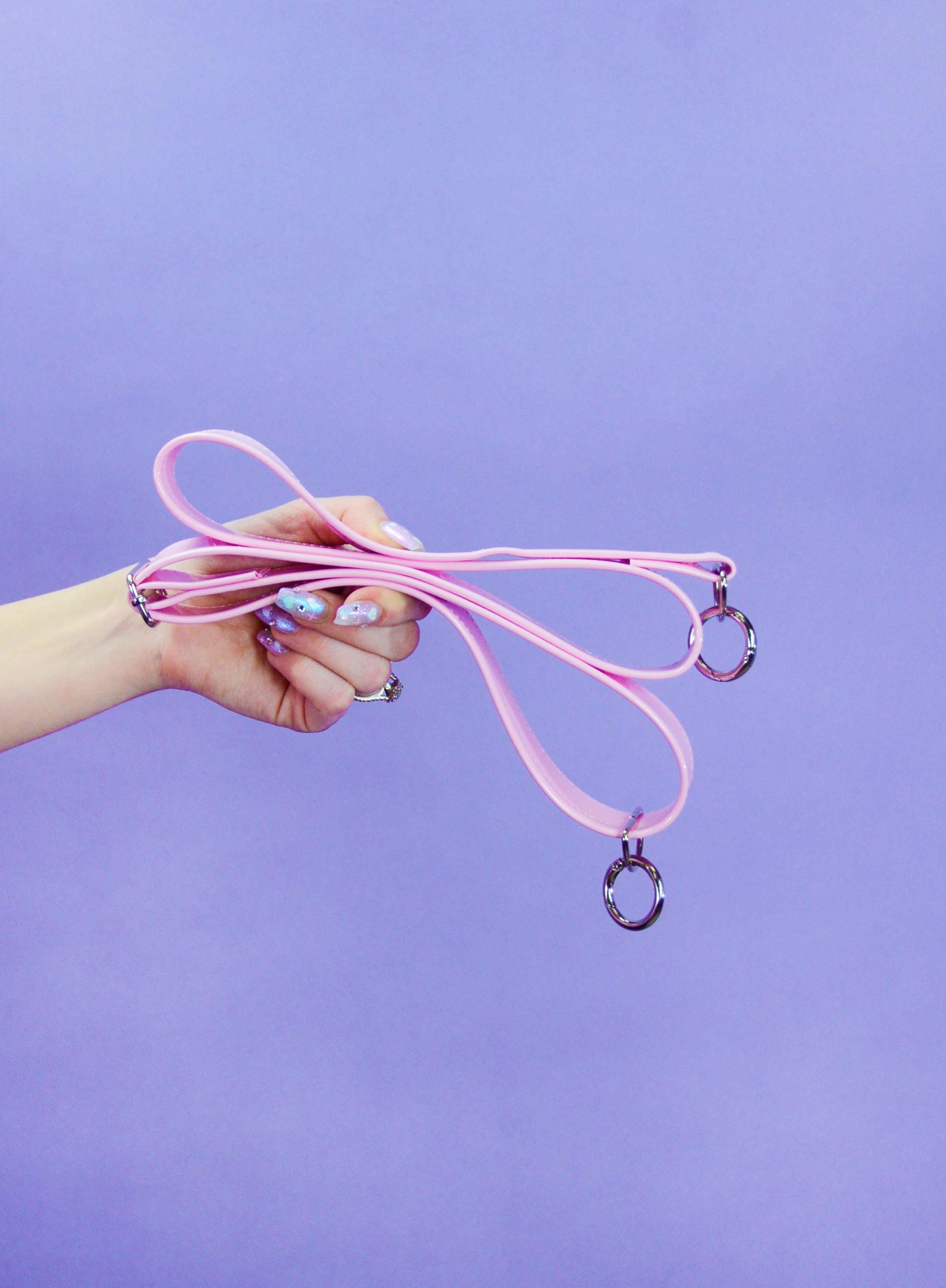 Pastel Pink Vinyl Purse Strap - Electric Bubblegum