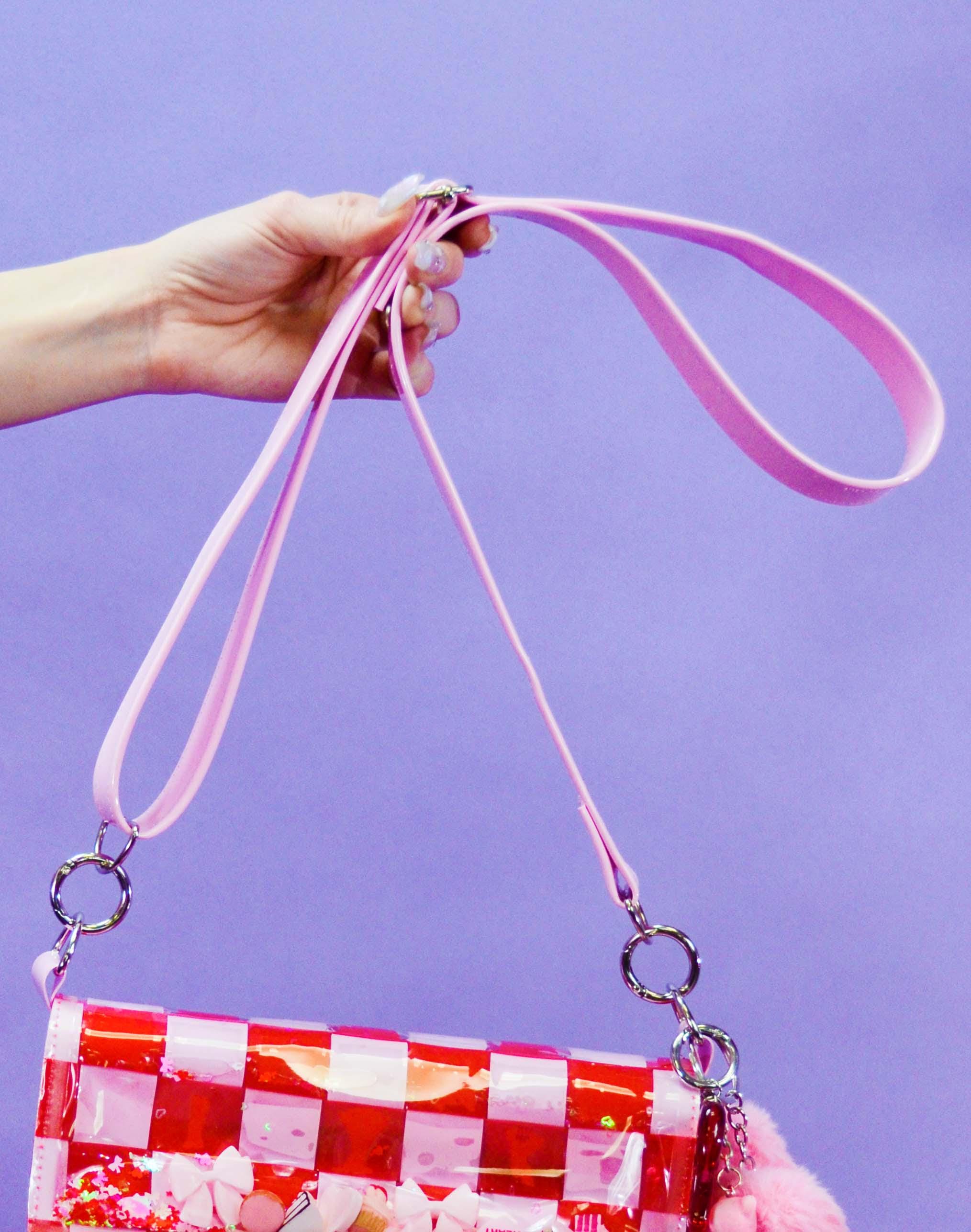 Pastel Pink Vinyl Purse Strap - Electric Bubblegum
