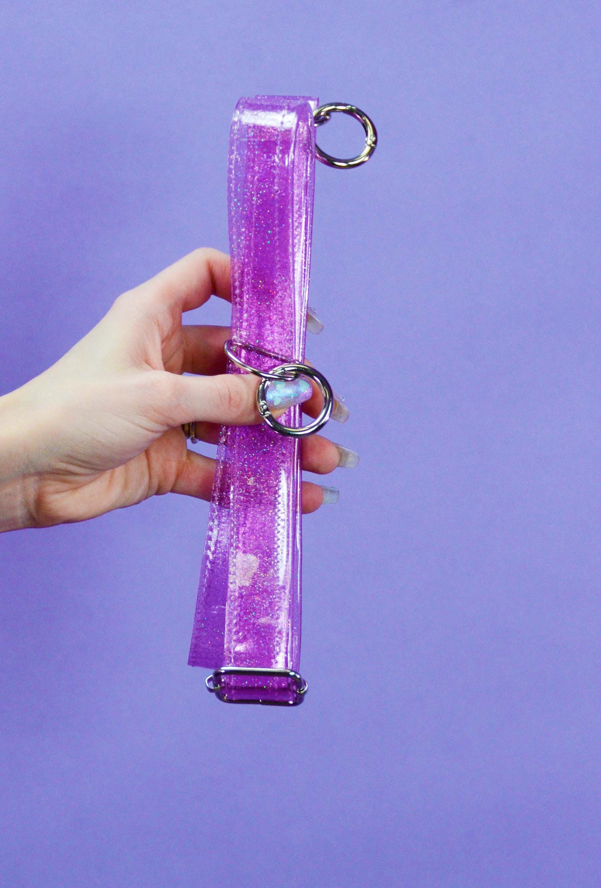 Purple Sparkle Vinyl Purse Strap - Electric Bubblegum