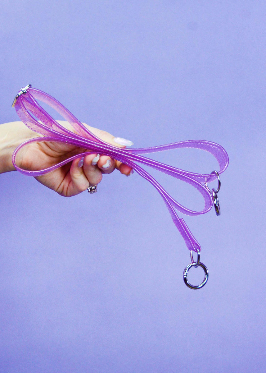 Purple Sparkle Vinyl Purse Strap - Electric Bubblegum