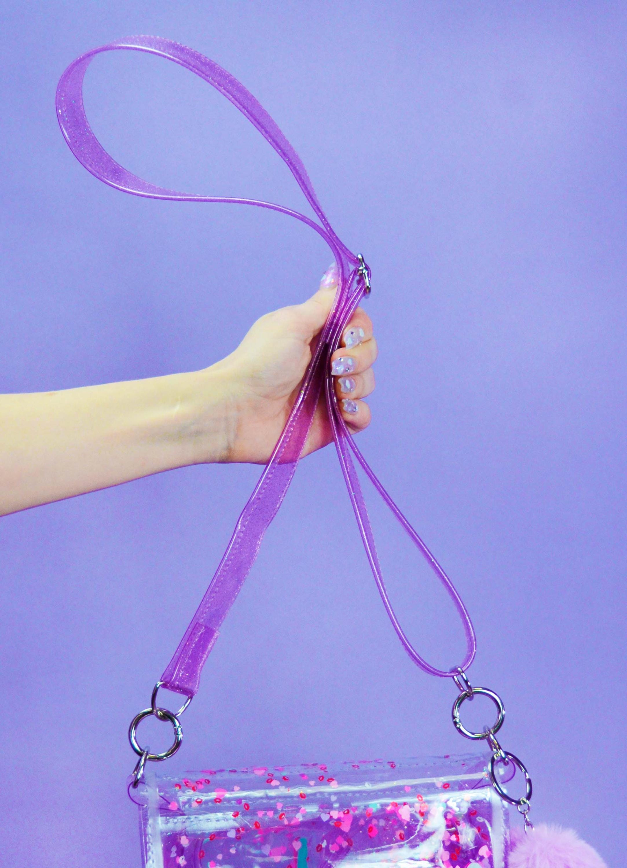 Purple Sparkle Vinyl Purse Strap - Electric Bubblegum