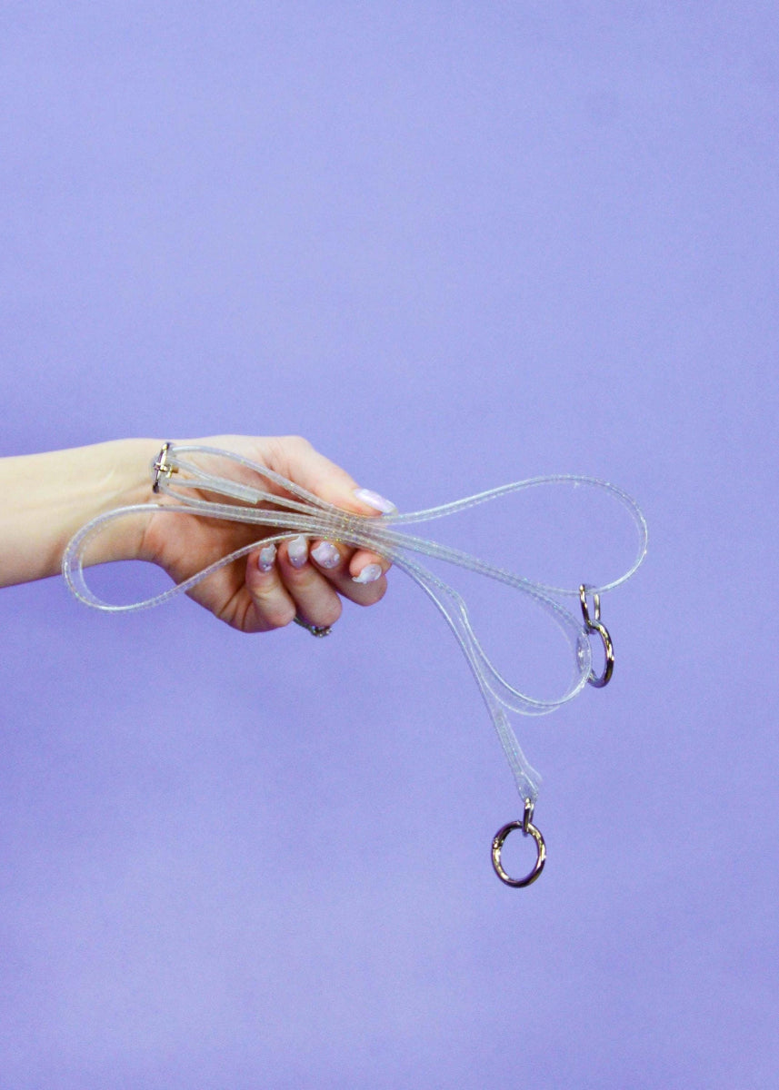 Clear Glitter Vinyl Purse Strap - Electric Bubblegum