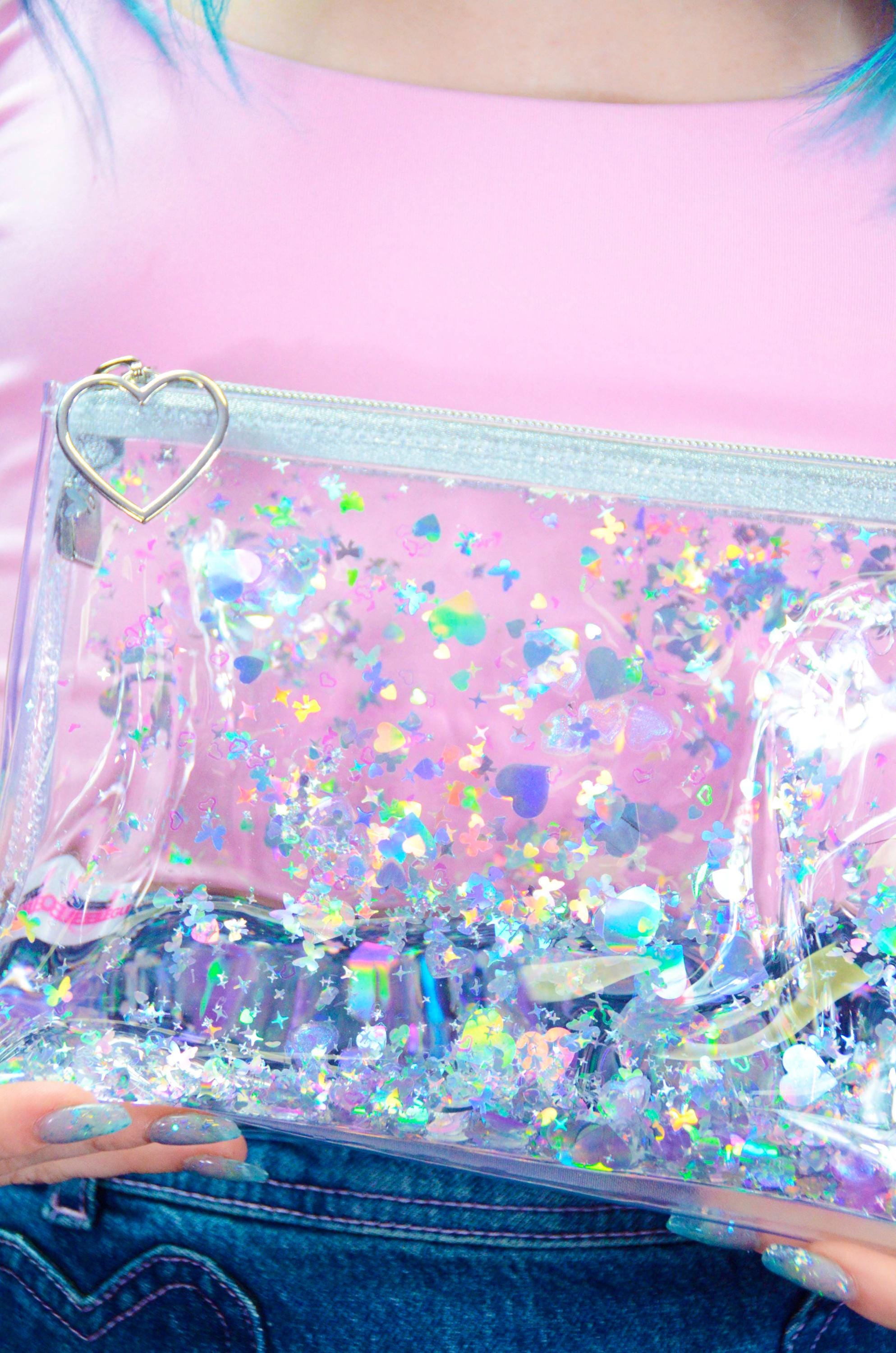 Liquid Glitter Makeup Bag - Popstar - Electric Bubblegum
