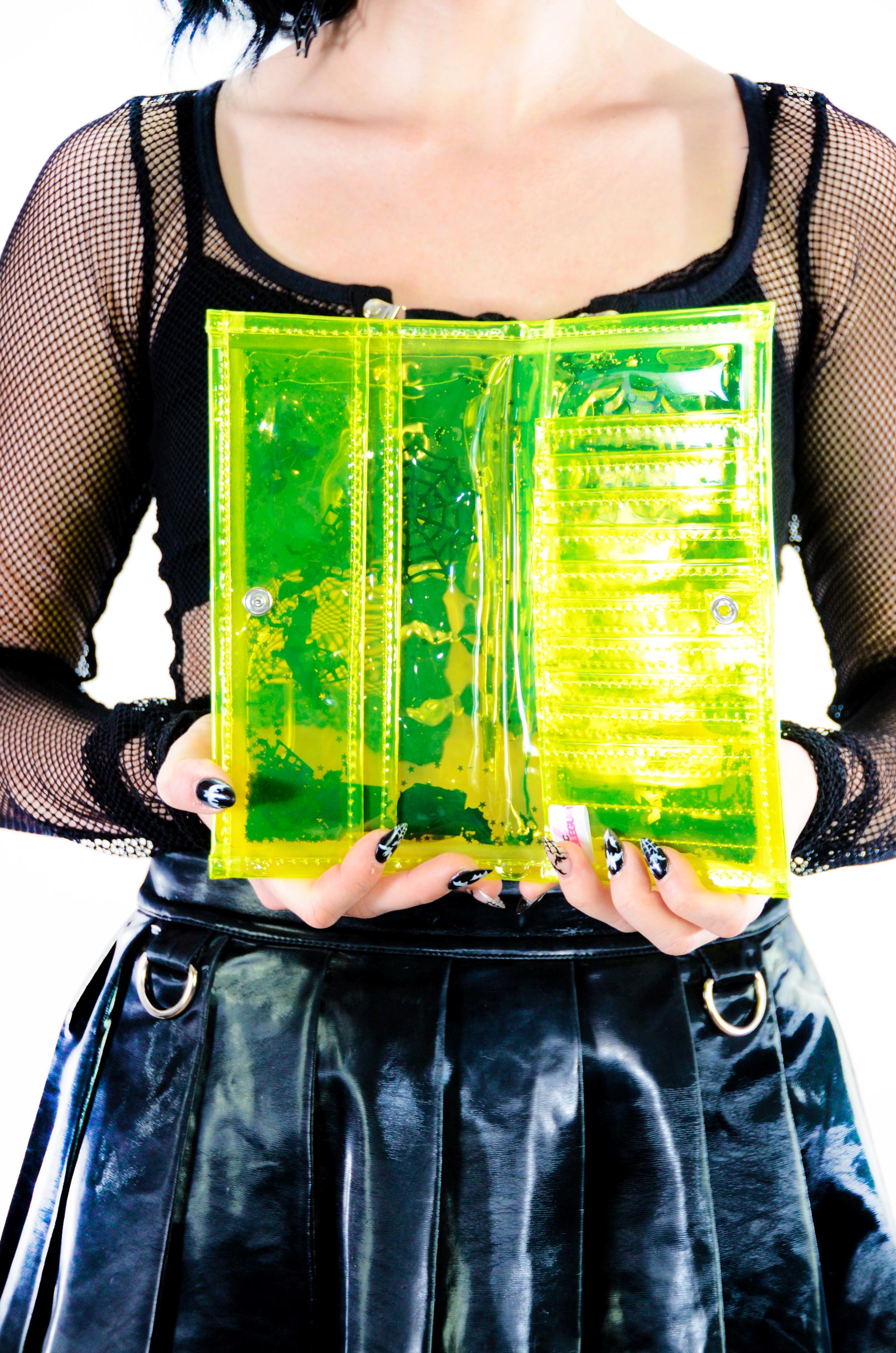 Liquid Glitter Large Wallet - Radioactive Creeper - Electric Bubblegum