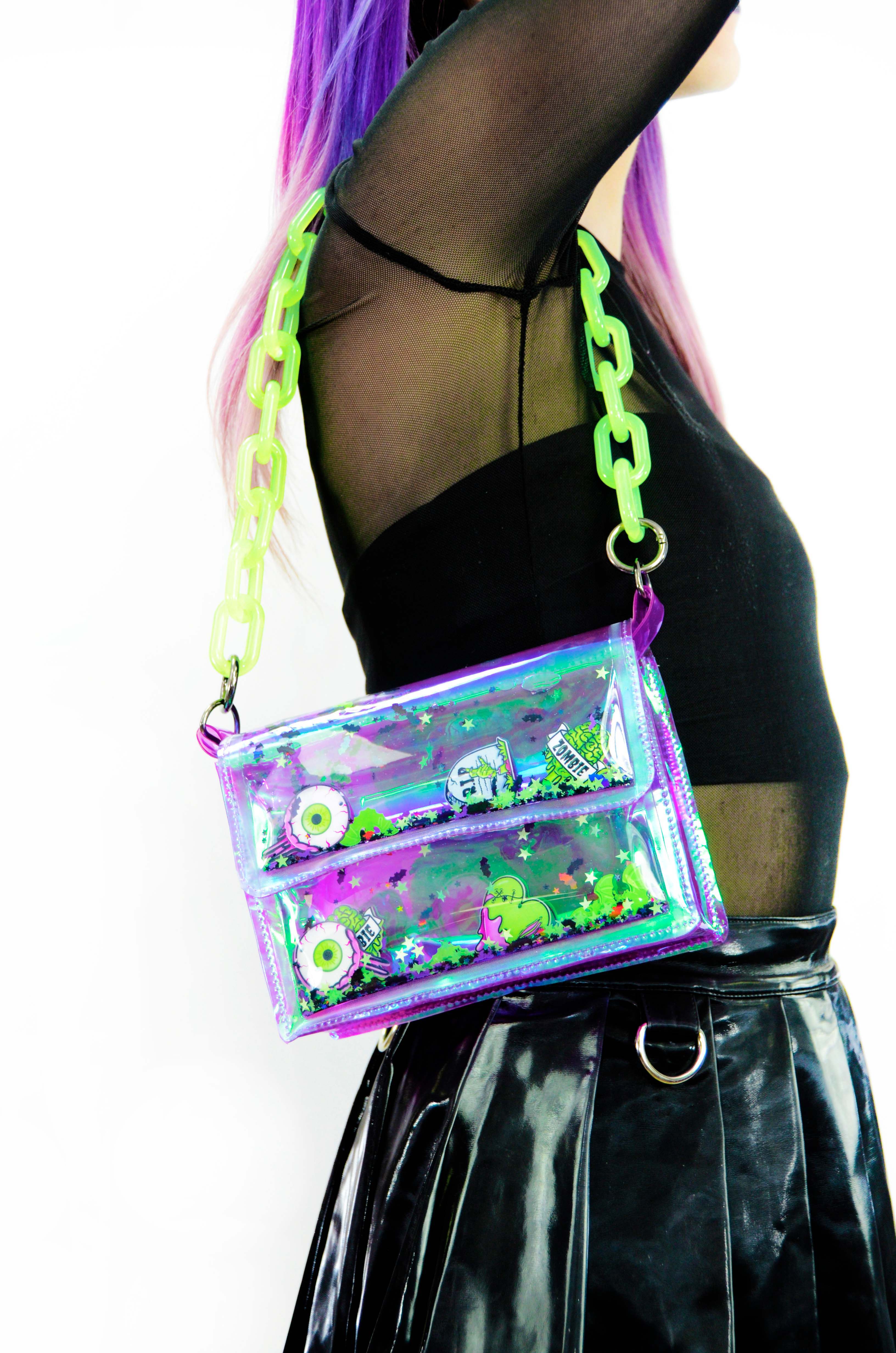 Liquid Glitter Mini Purse - Monster Mash - Electric Bubblegum