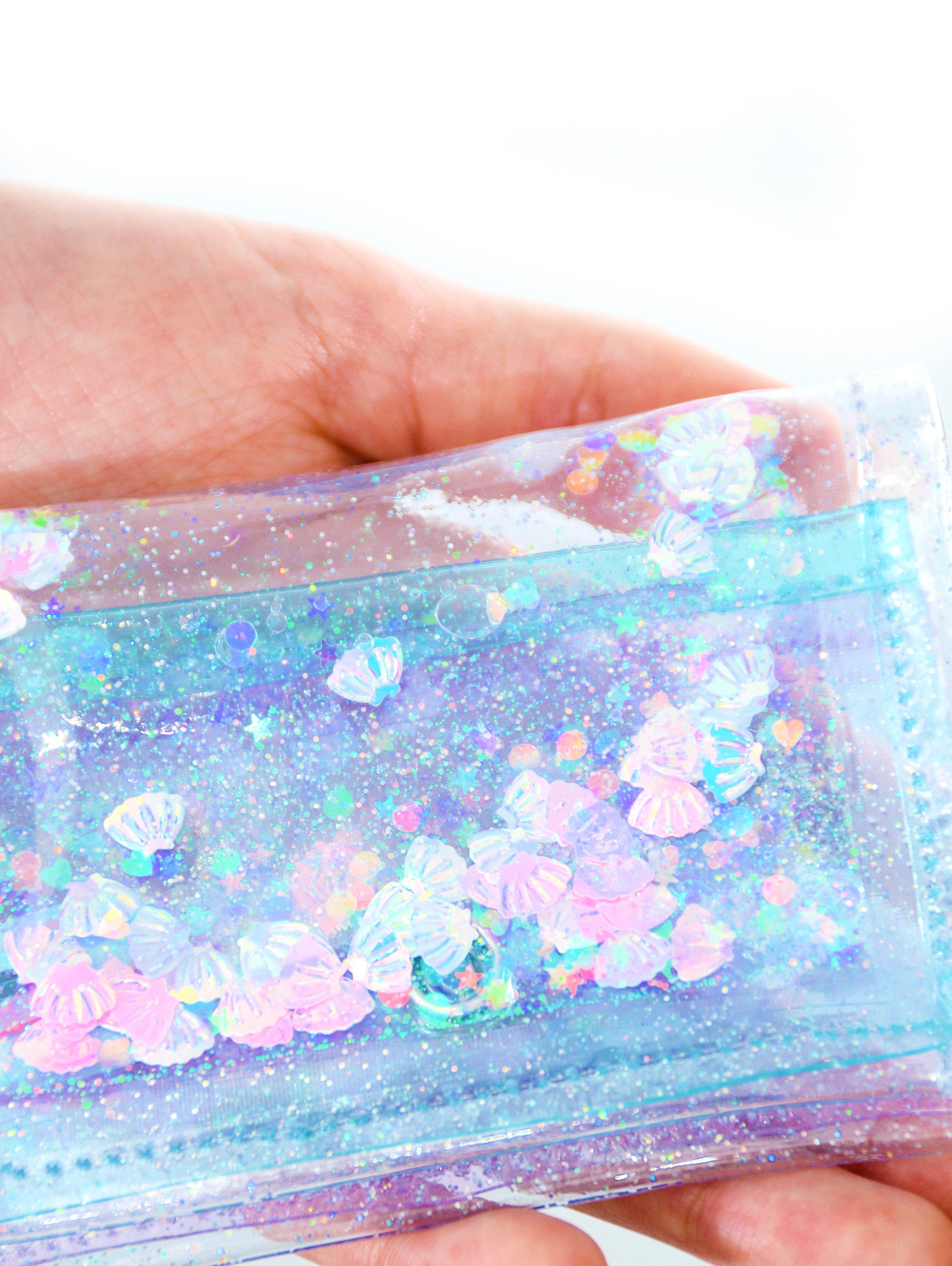 Liquid Glitter Tiny Wallet - Shell Yeah - Electric Bubblegum