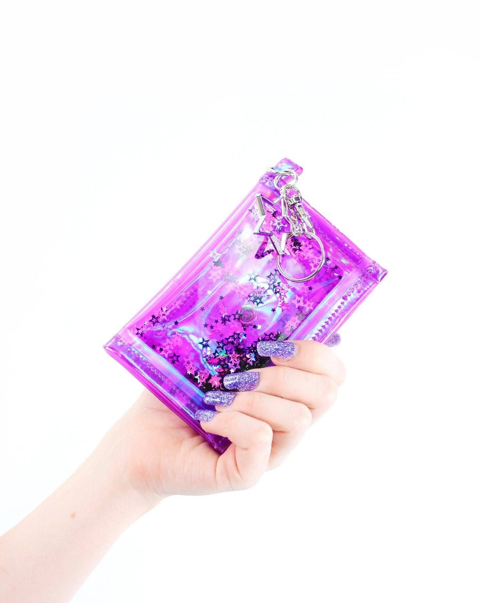 Star Crush Liquid Glitter Tiny Wallet - Electric Bubblegum
