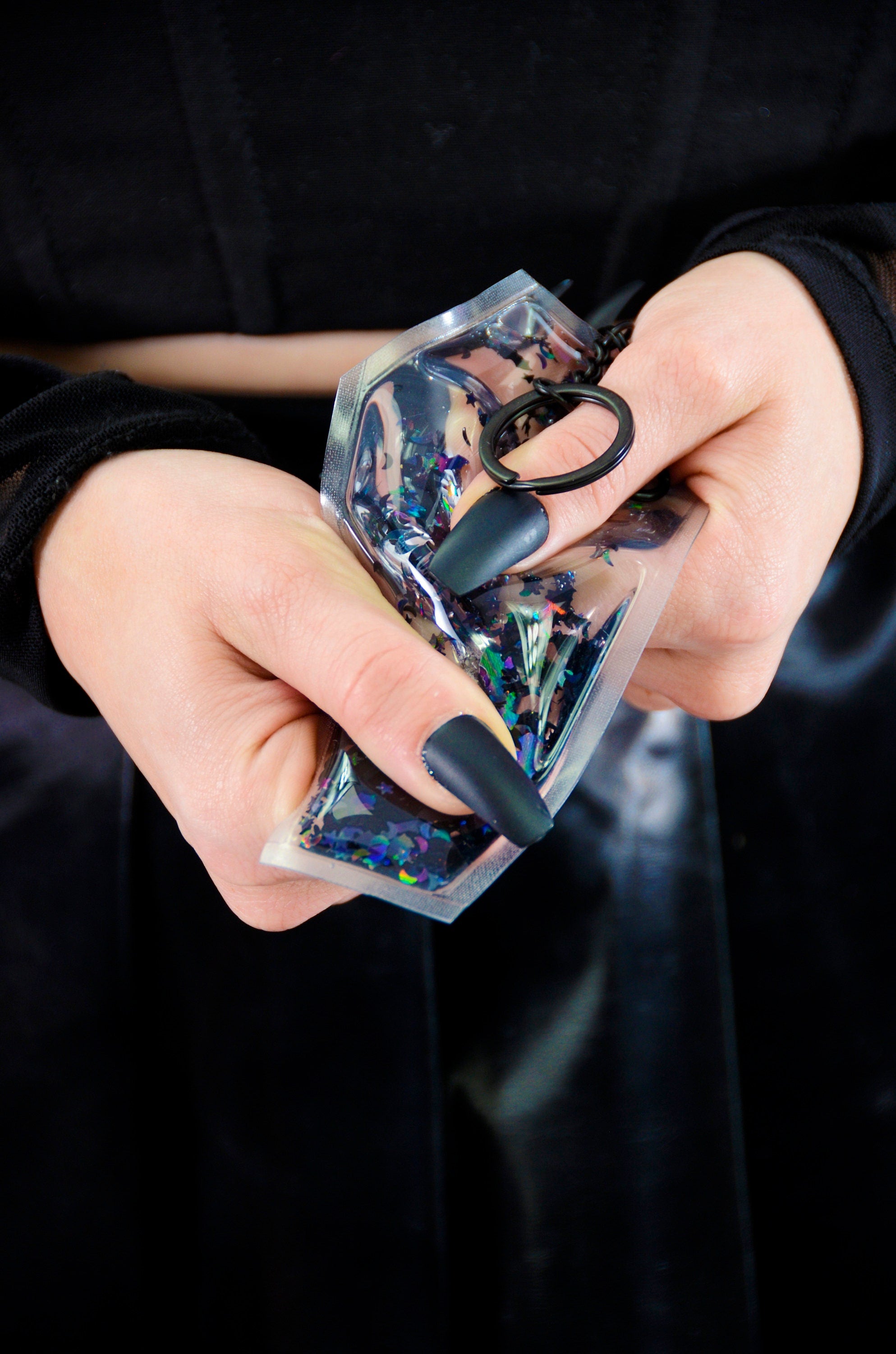 Liquid Glitter Coffin Keychain - Haunting Hour - Electric Bubblegum