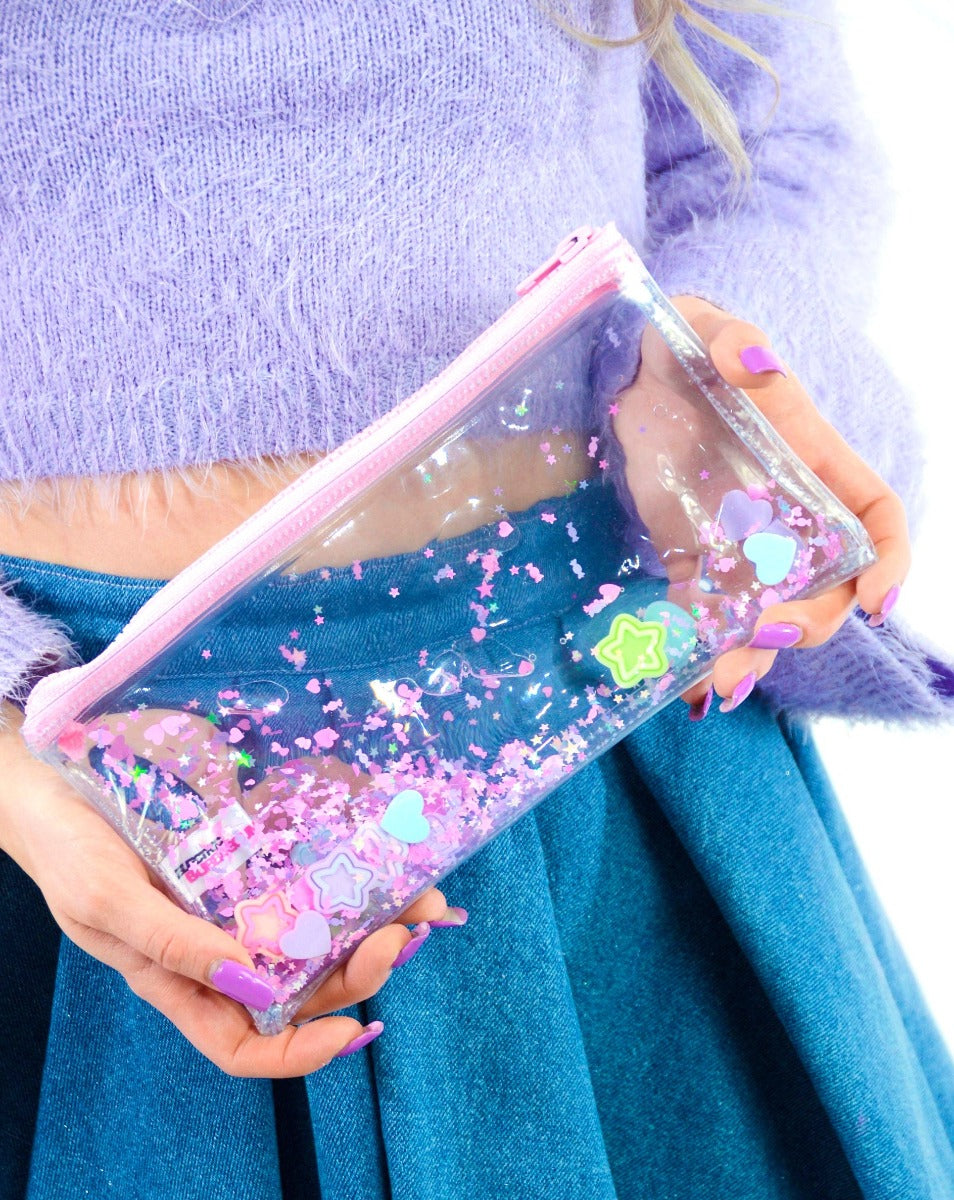 Liquid Glitter Pencil Case Sweet Like Sugar Electric Bubblegum