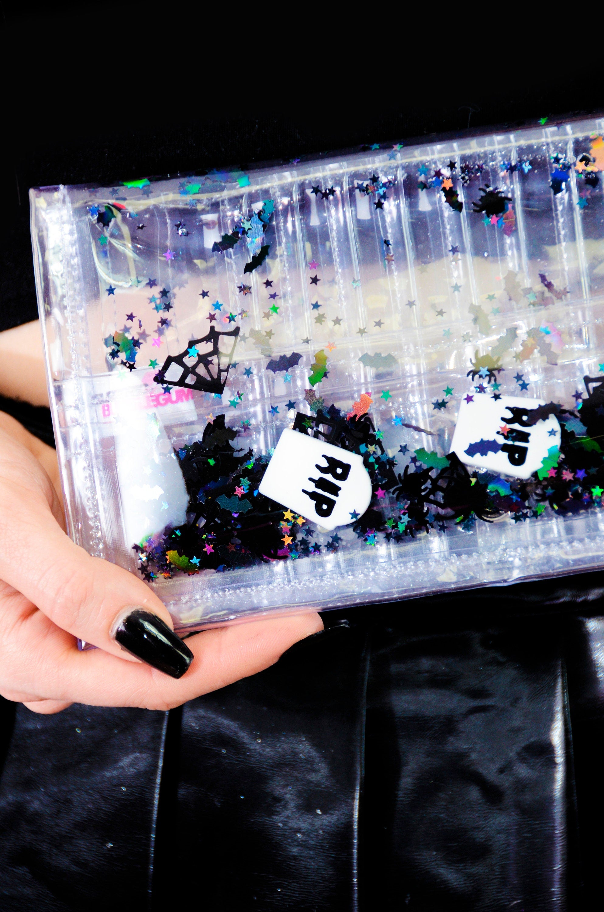 Liquid Glitter Large Wallet - Too Cute to Spook - Electric Bubblegum
