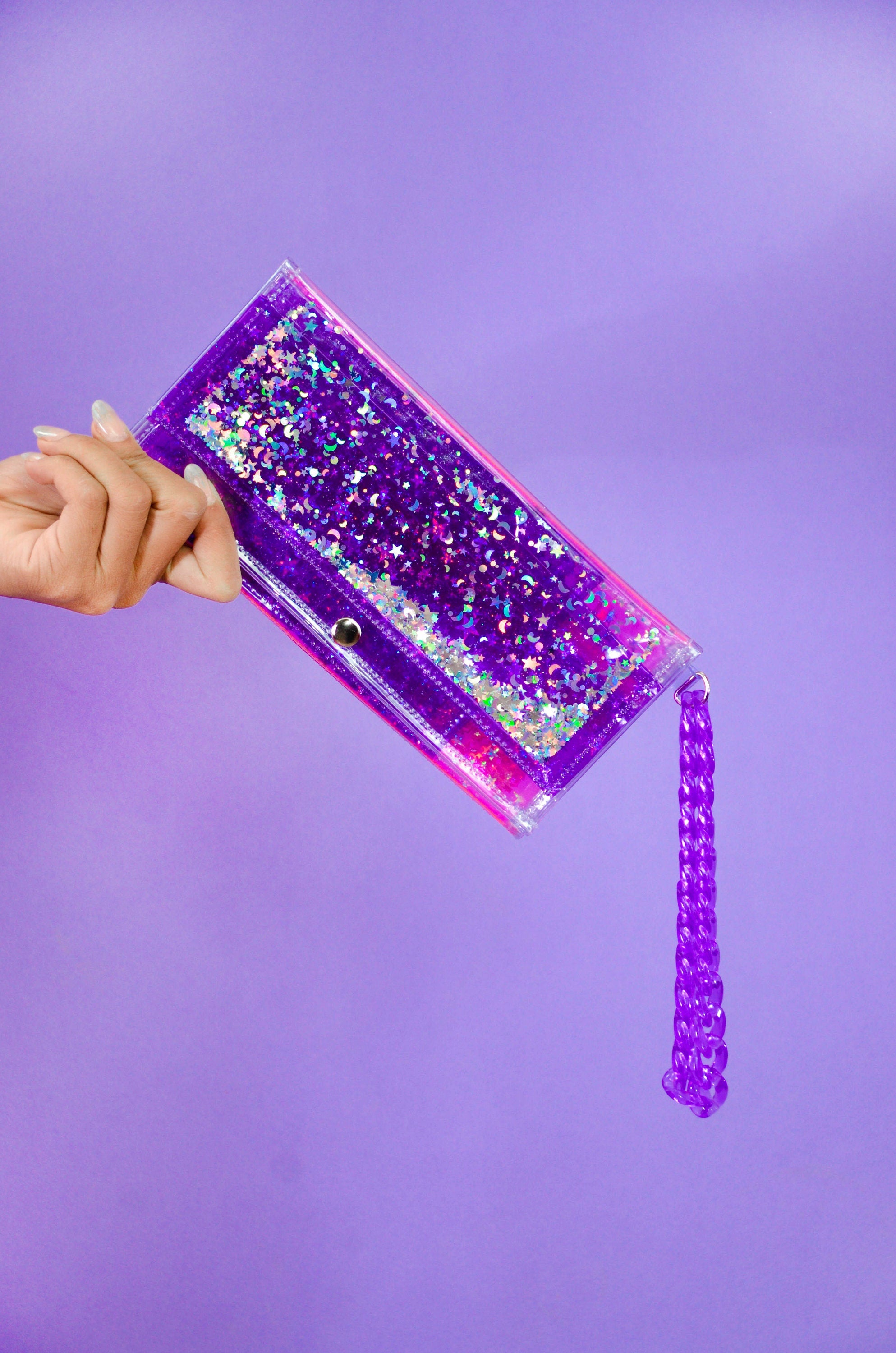 Liquid Glitter Large Wristlet Wallet - Yeehawlicious - Electric Bubblegum