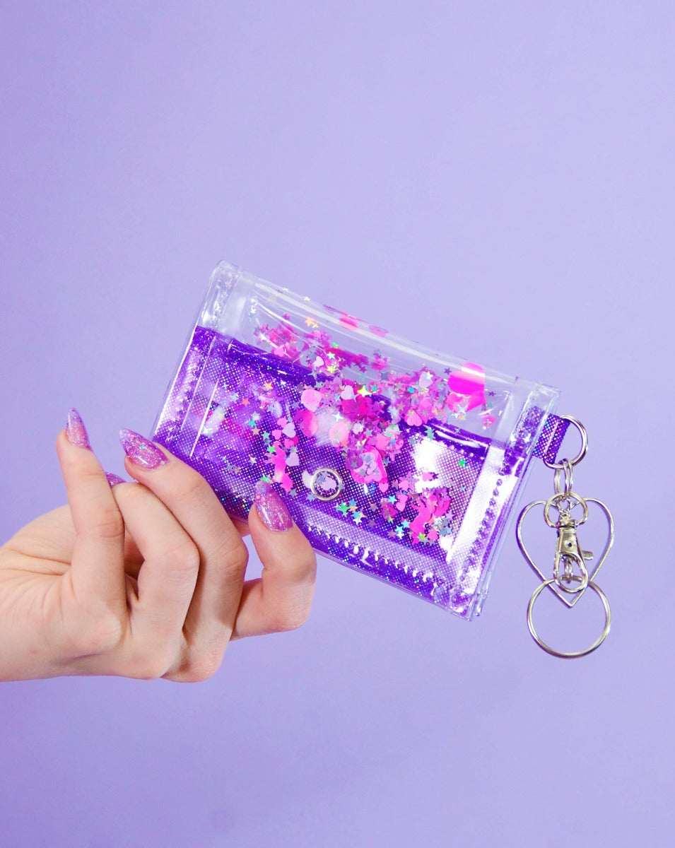 Liquid Glitter Tiny Wallet - Cosmic Unicorn - Electric Bubblegum
