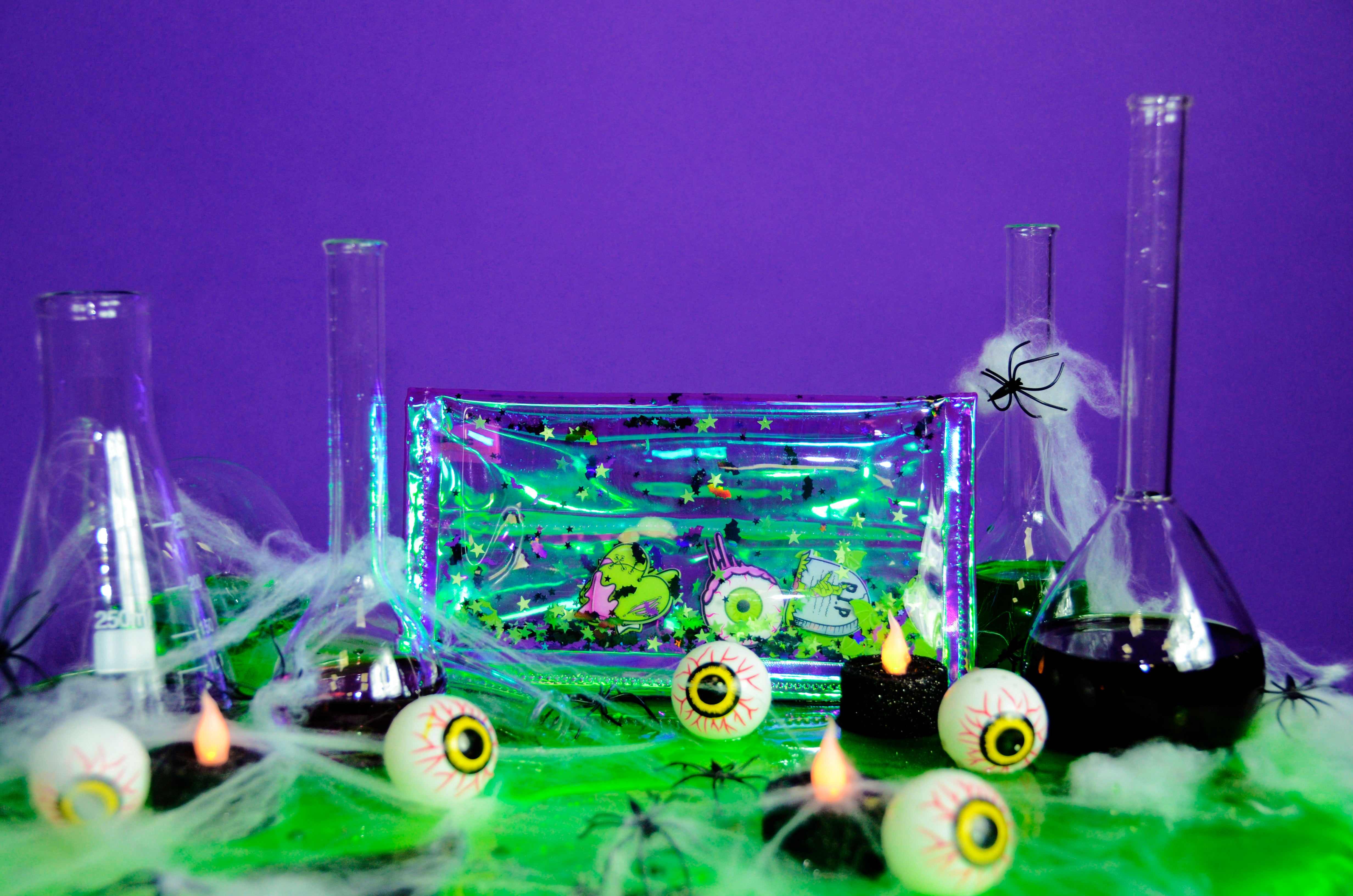 Liquid Glitter Large Wallet - Monster Mash - Electric Bubblegum