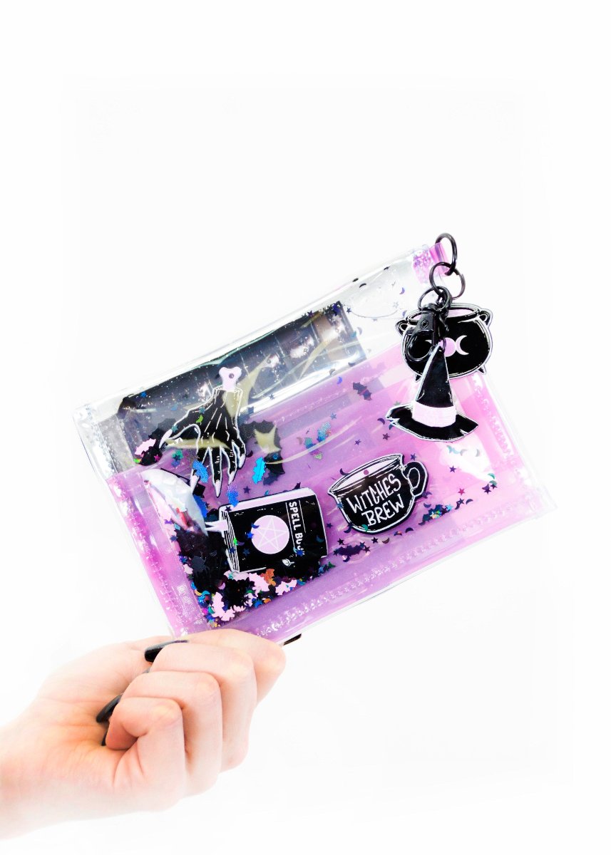 Liquid Glitter Mini Wallet - Practical Magic - Electric Bubblegum