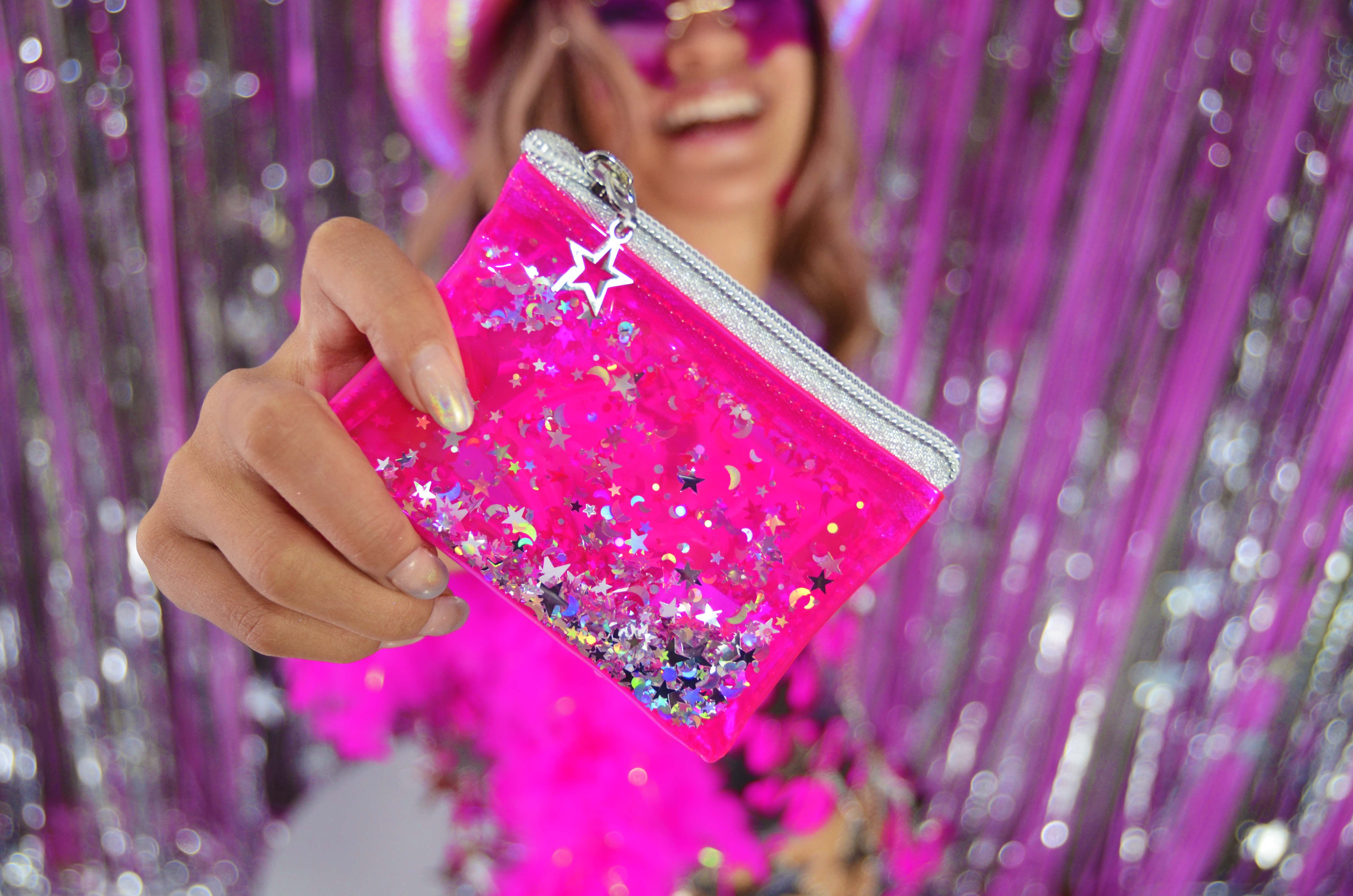 Liquid Glitter Coin Purse - Disco Doll - Electric Bubblegum