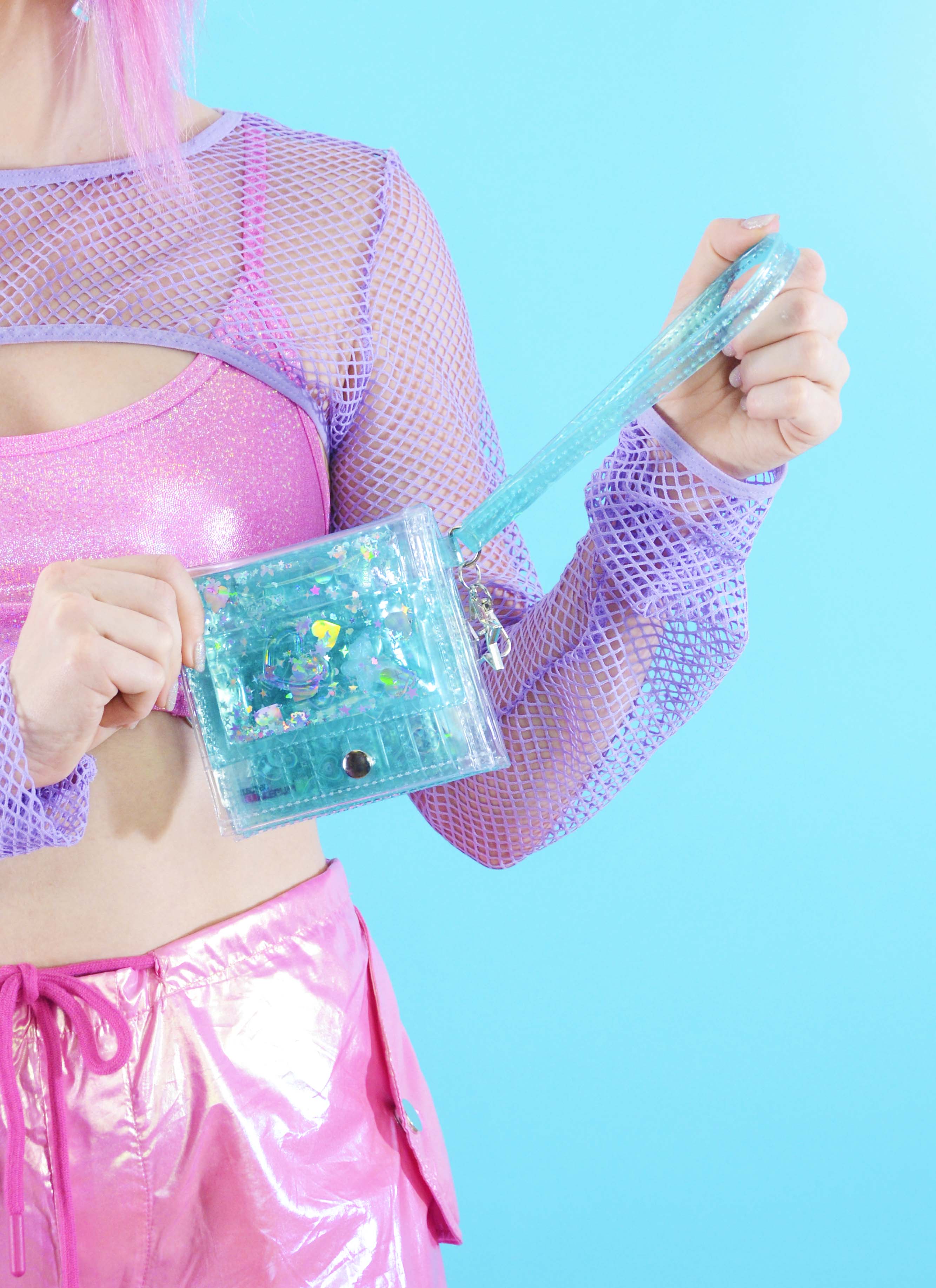 Liquid Glitter Mini Wristlet Wallet - Cyber Crush