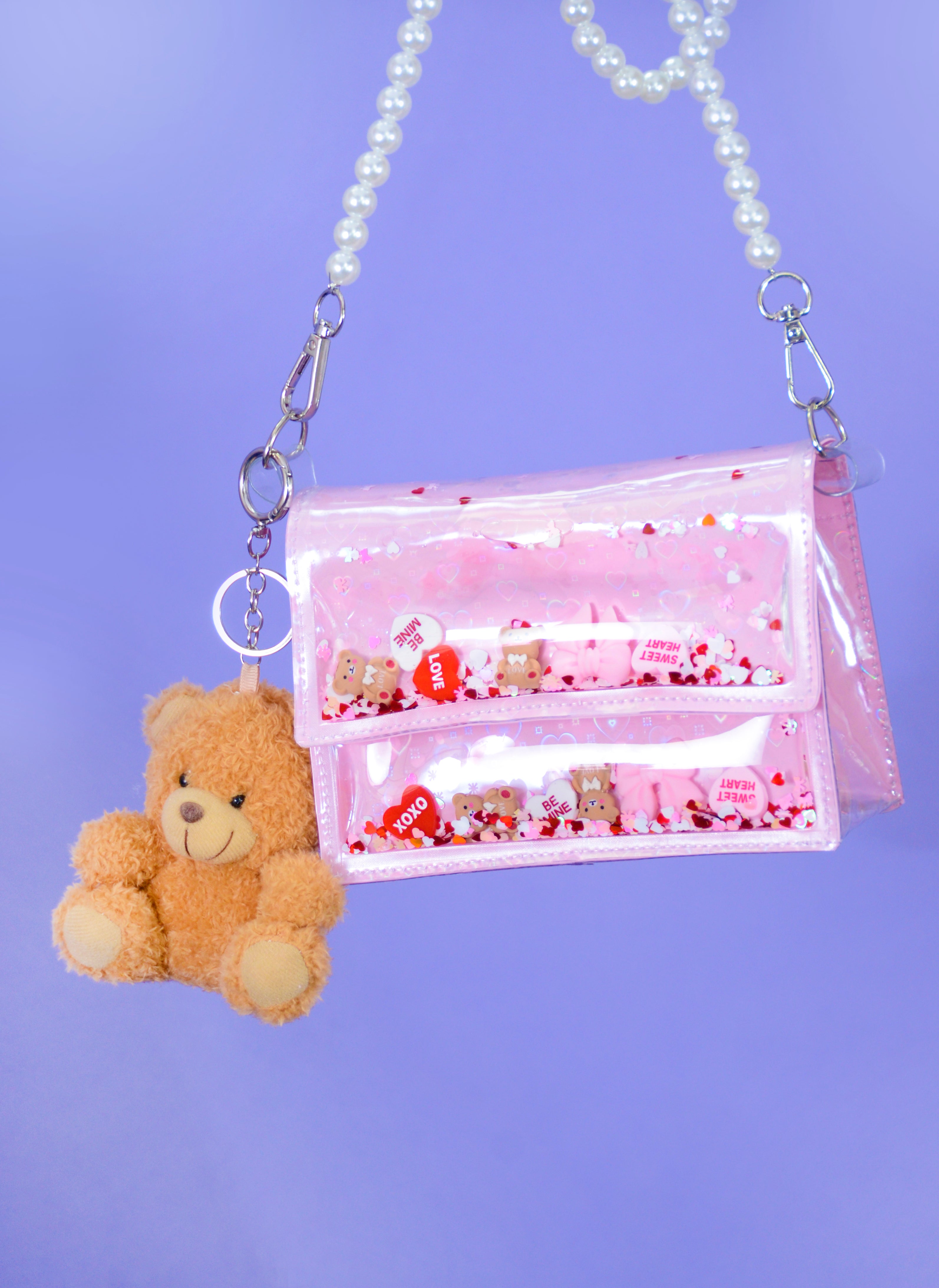 Liquid Glitter Mini Purse - Teddy Bear Kisses