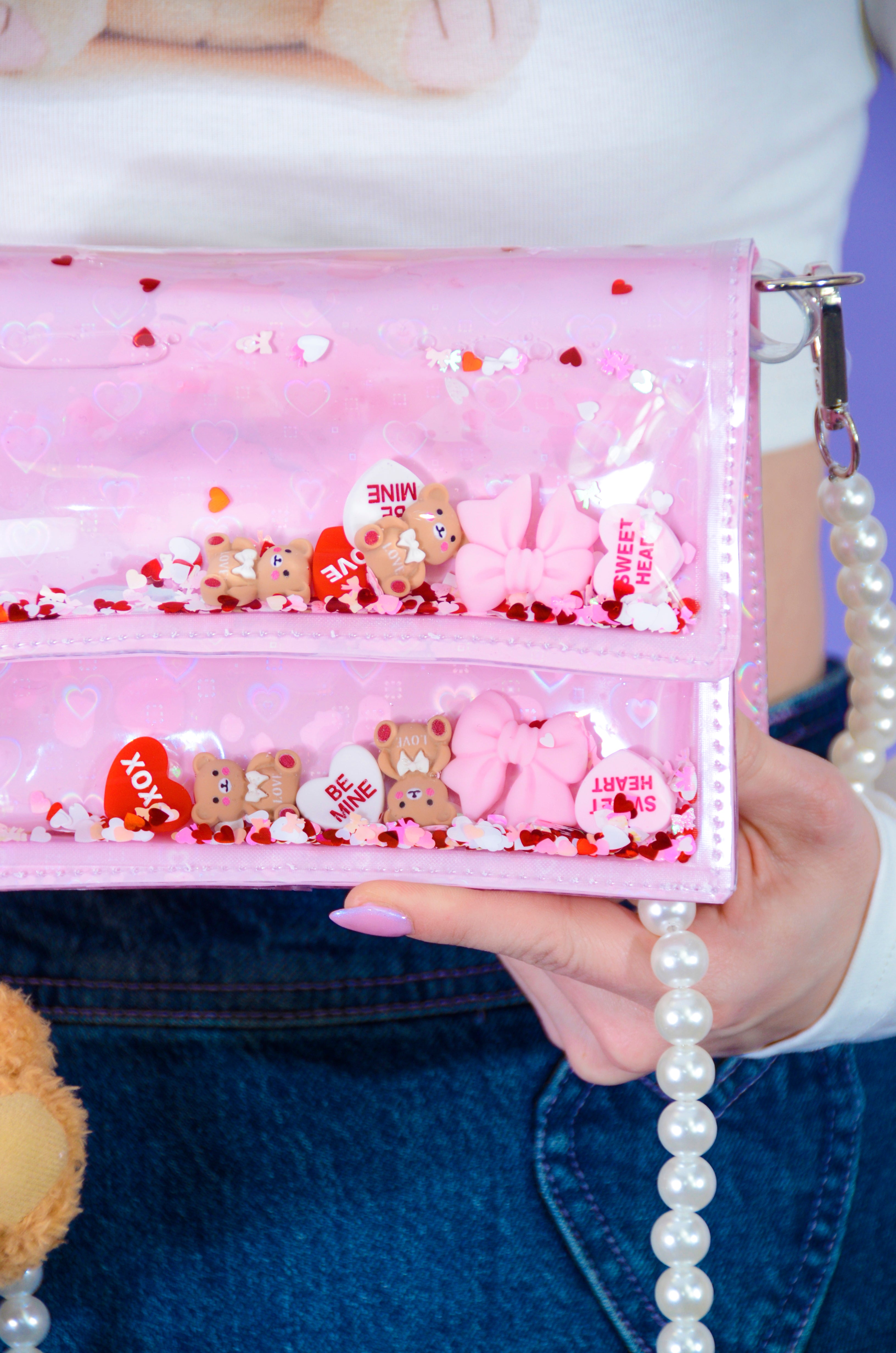 Liquid Glitter Mini Purse - Teddy Bear Kisses