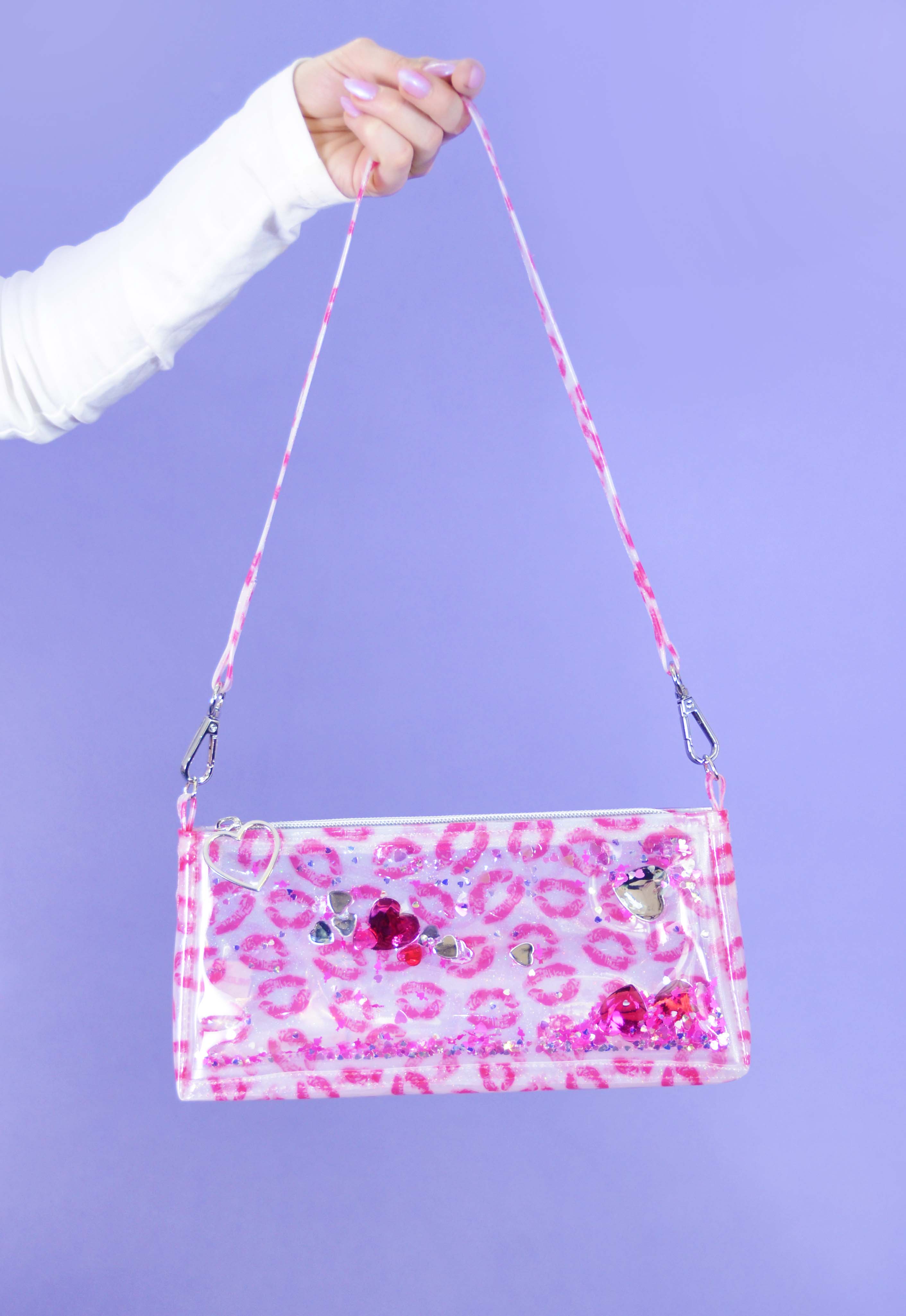 Liquid Glitter Mini Zip Purse - Kiss Me