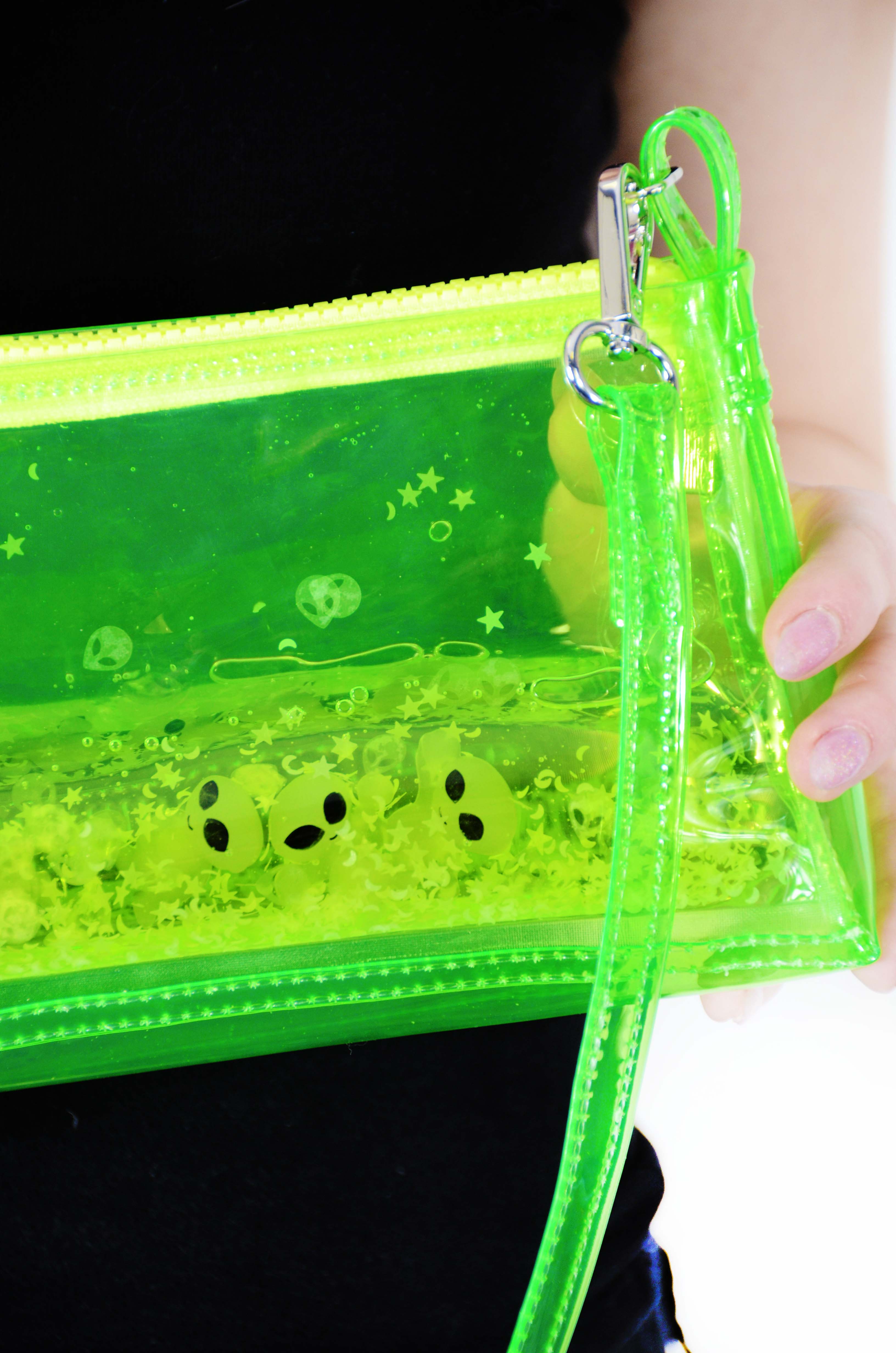 Glitter Goo Mini Zip Purse - Attack on Mars - Green - Electric Bubblegum