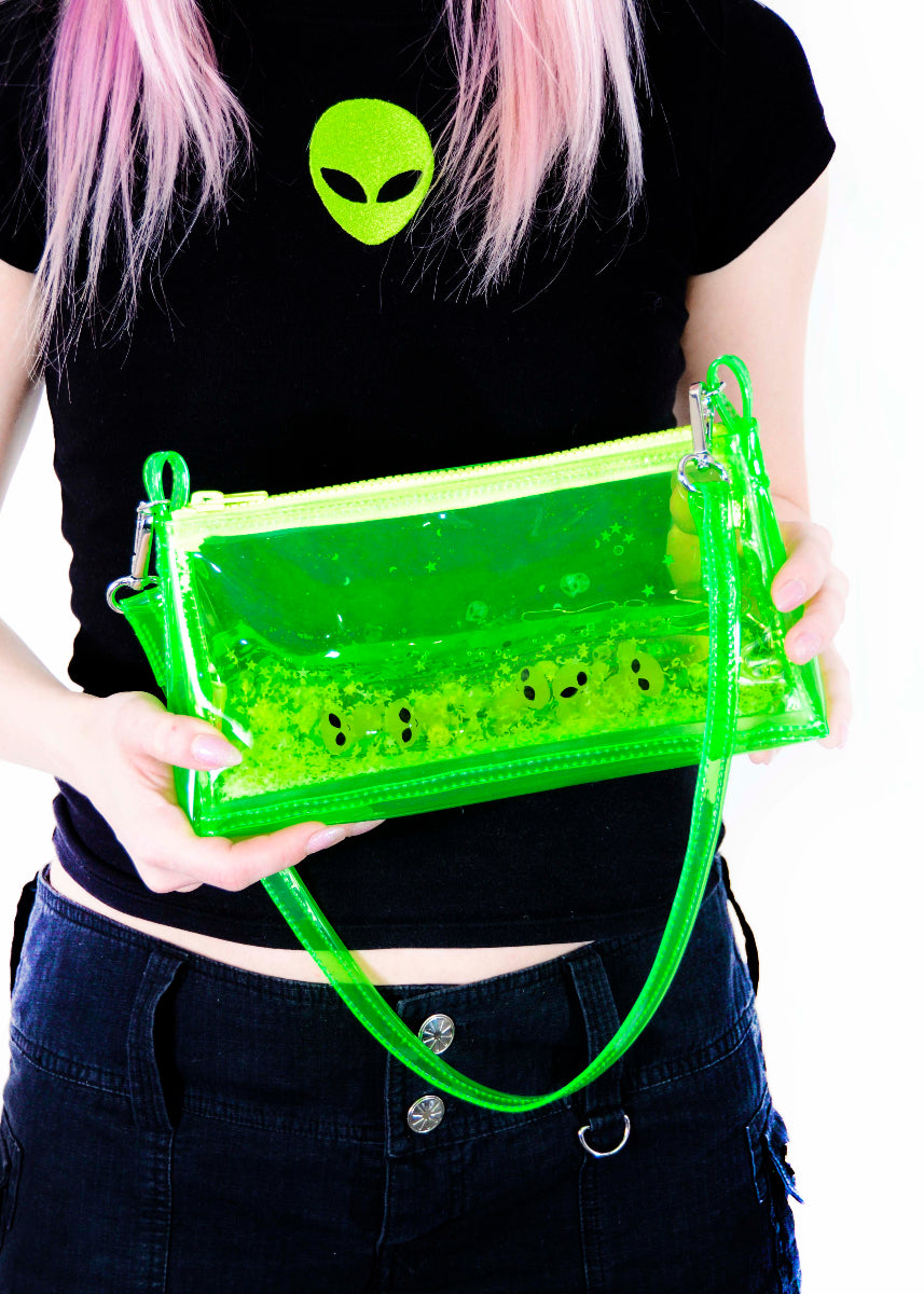 Glitter Goo Mini Zip Purse - Attack on Mars - Green - Electric Bubblegum