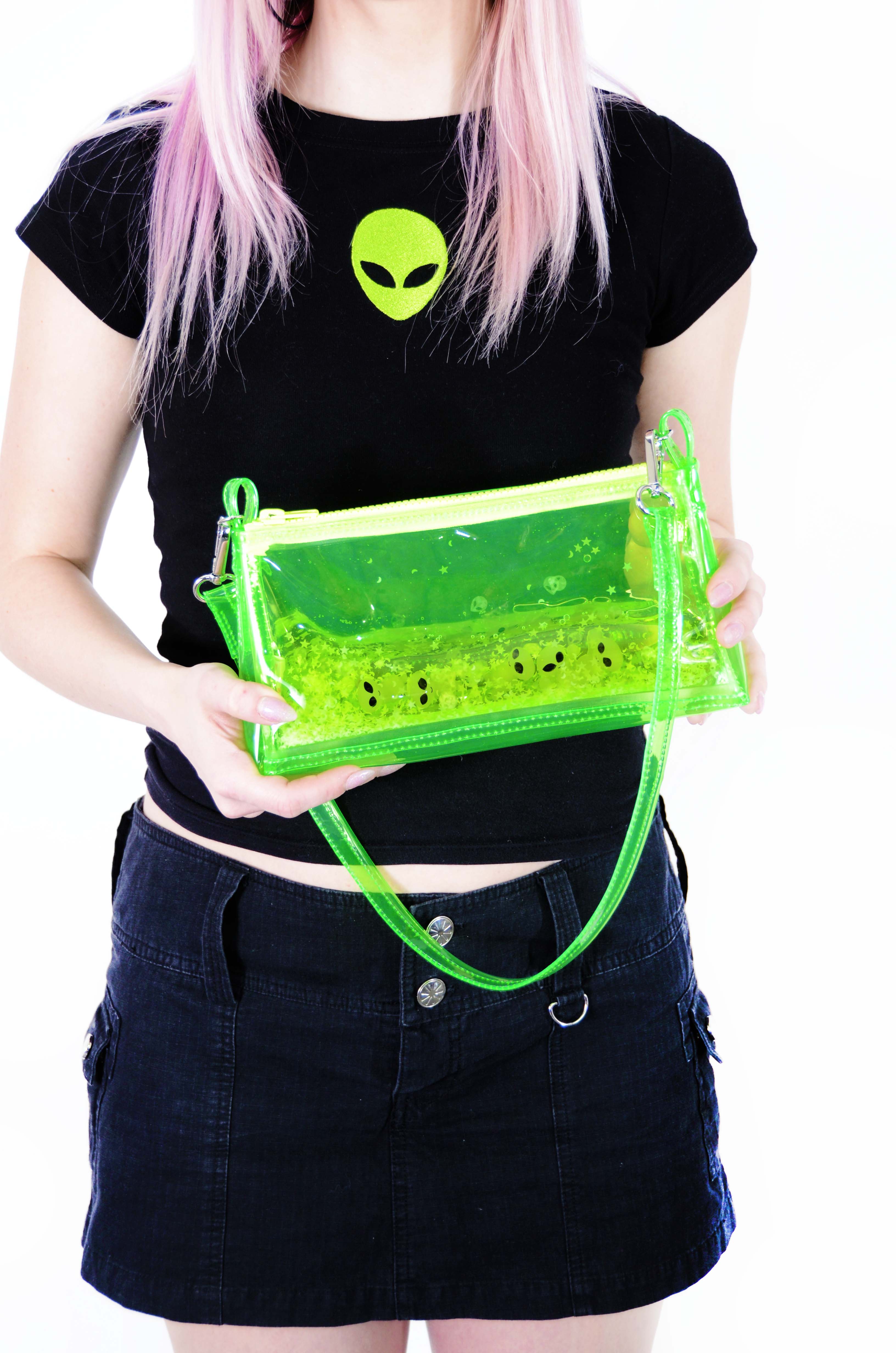 Glitter Goo Mini Zip Purse - Attack on Mars - Green - Electric Bubblegum