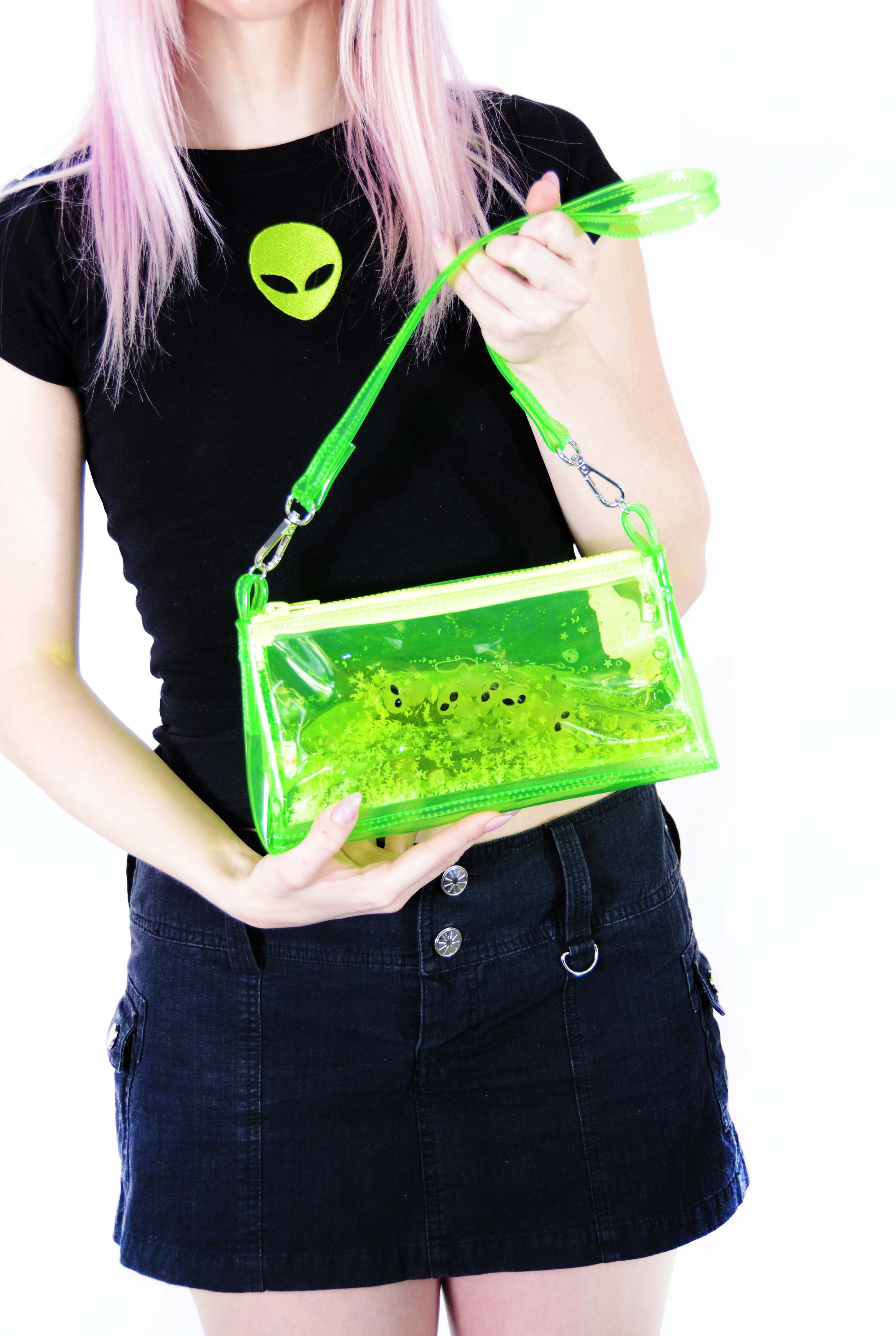 Glitter Goo Mini Zip Purse - Attack on Mars - Green - Electric Bubblegum