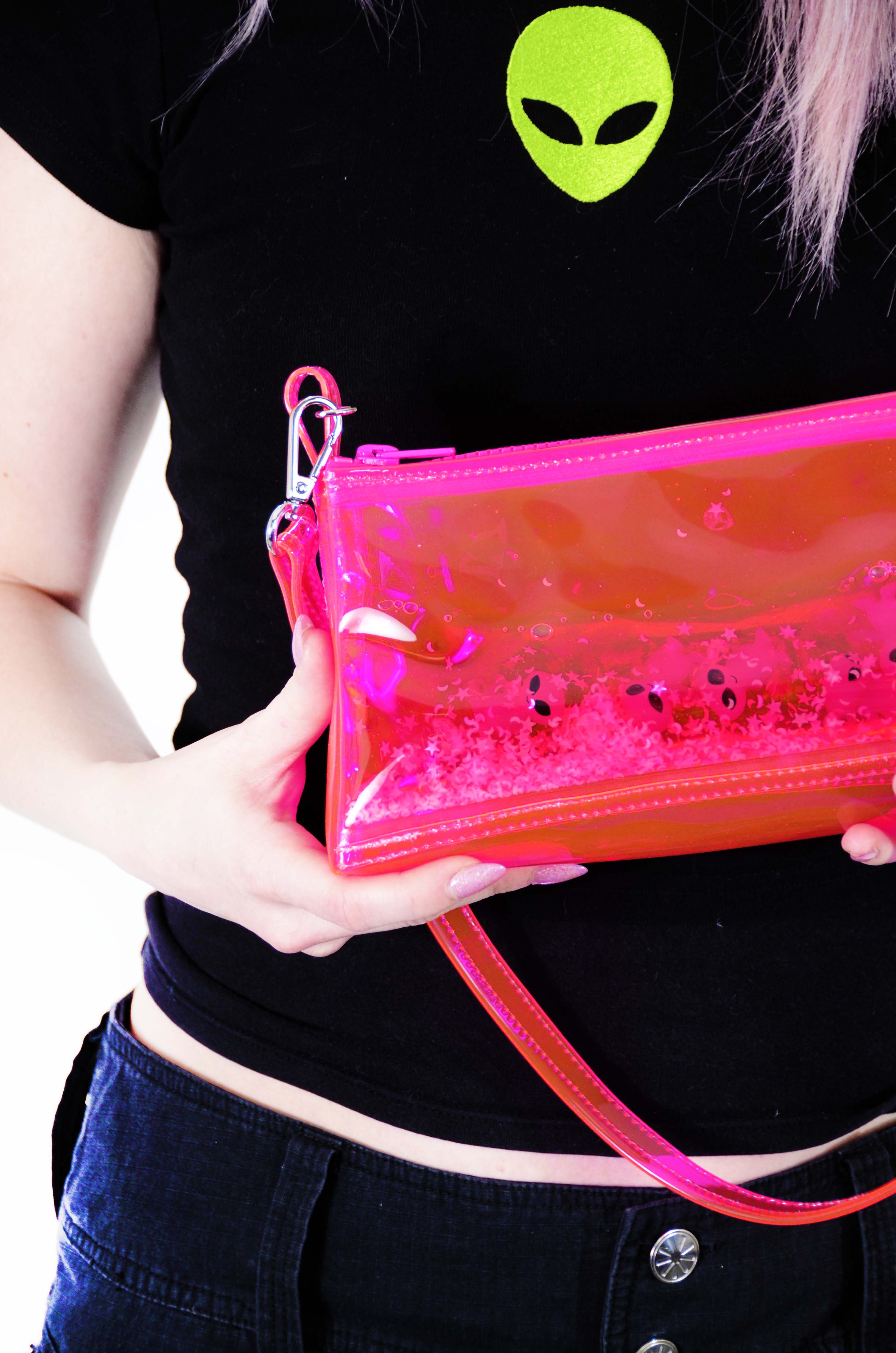 Glitter Goo Mini Zip Purse - Attack on Mars - Pink - Electric Bubblegum