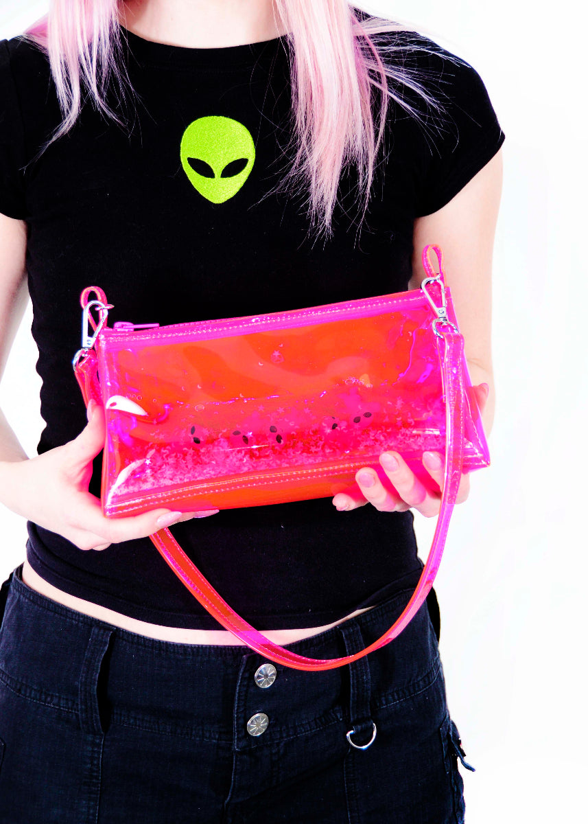 Glitter Goo Mini Zip Purse - Attack on Mars - Pink - Electric Bubblegum