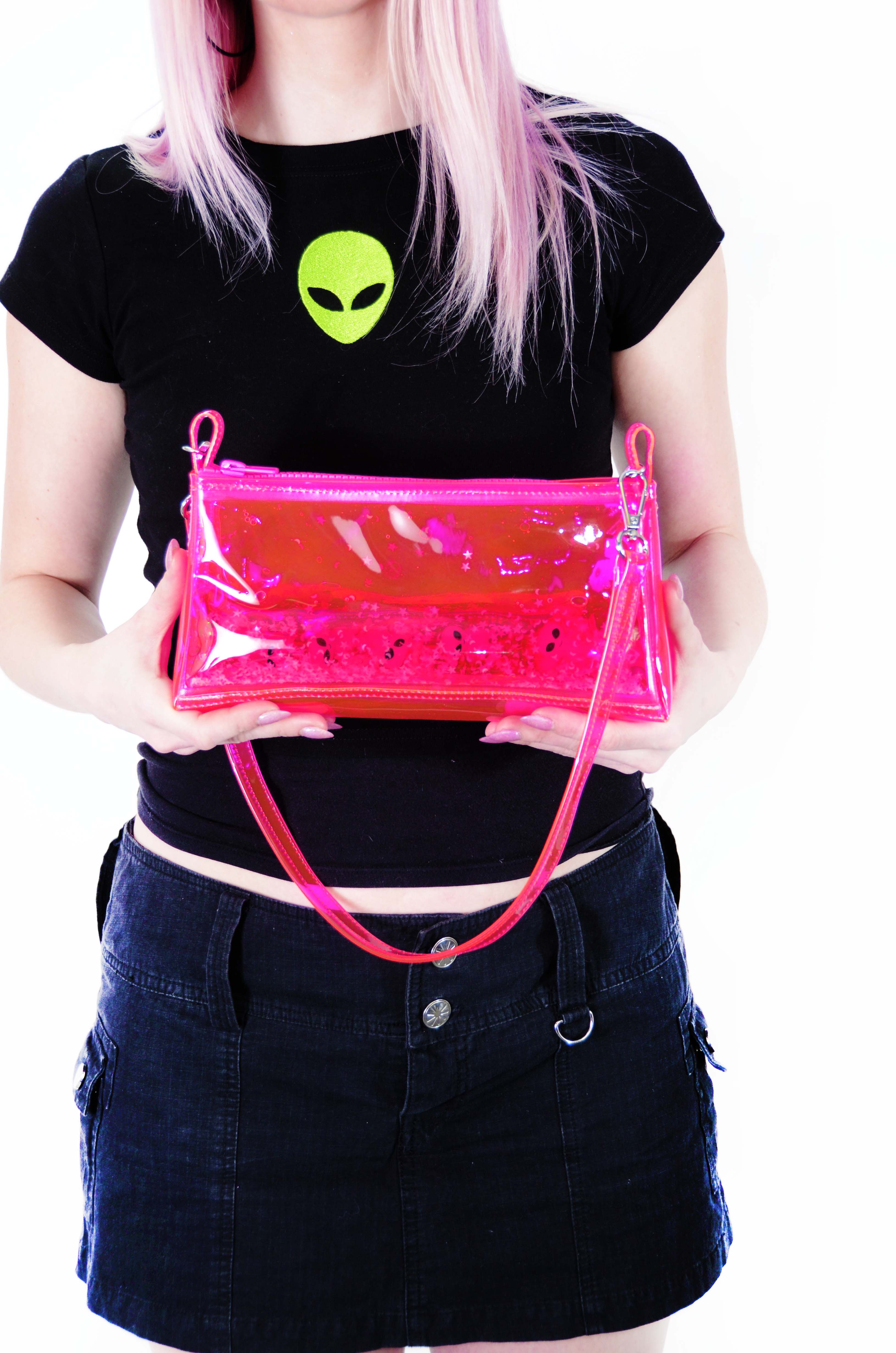 Glitter Goo Mini Zip Purse - Attack on Mars - Pink - Electric Bubblegum