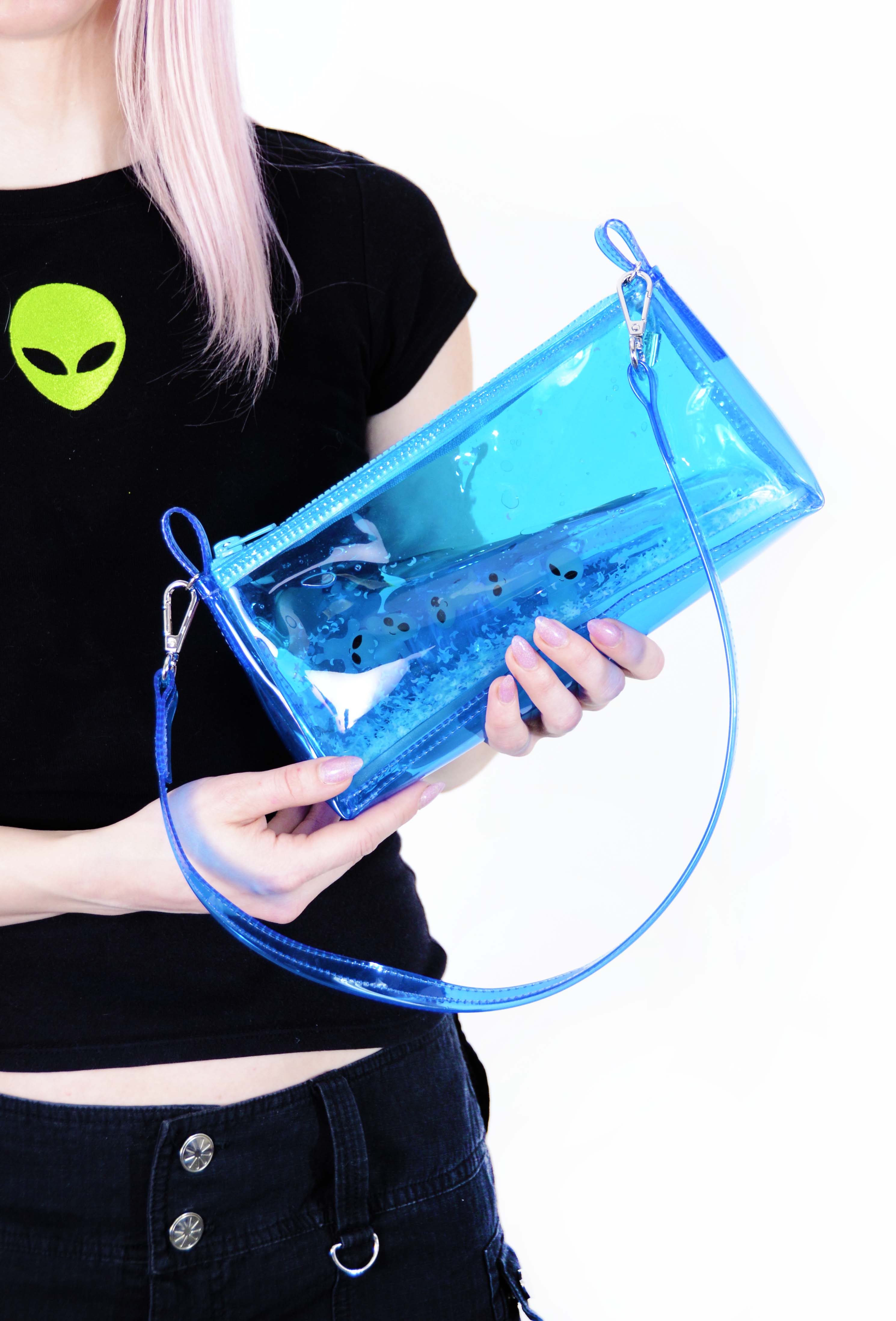 Glitter Goo Mini Zip Purse - Attack on Mars - Blue - Electric Bubblegum
