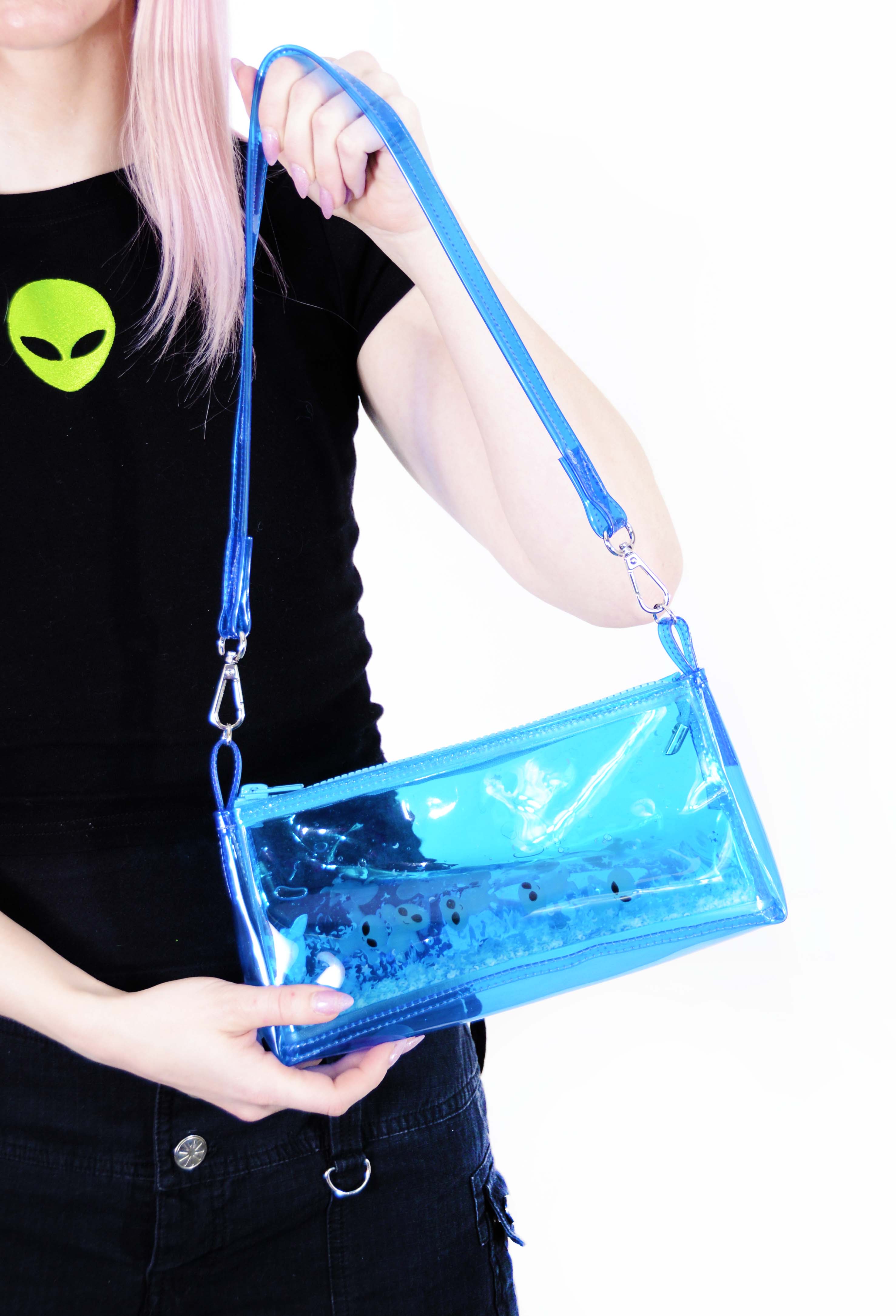 Glitter Goo Mini Zip Purse - Attack on Mars - Blue - Electric Bubblegum