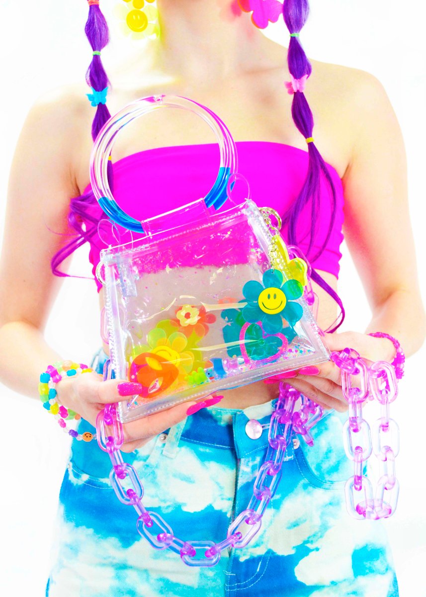 Liquid Glitter Mini Ring Handle Purse - Rainbow Rave